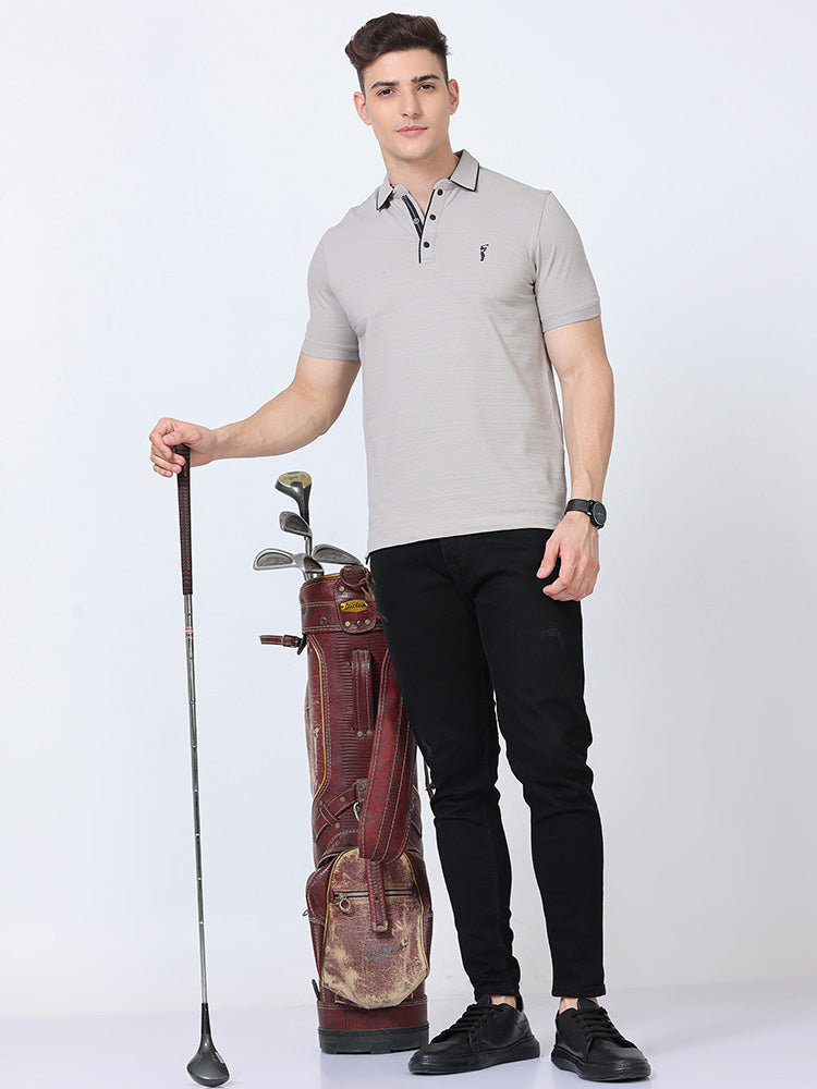Moose Grey Premium Pique Crush Polo T-Shirt