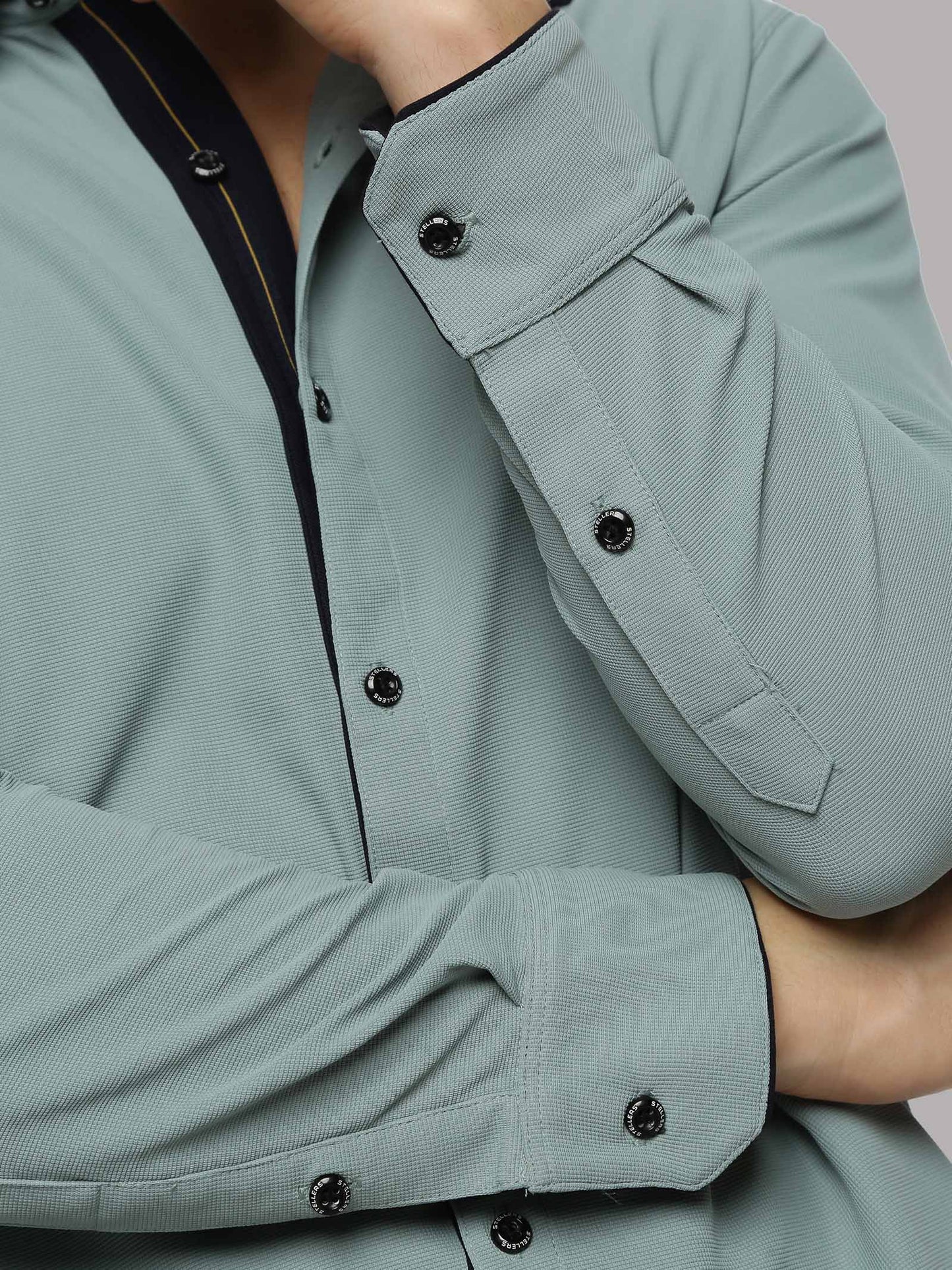 Men's Premium Knitted Shirts-Misty Green