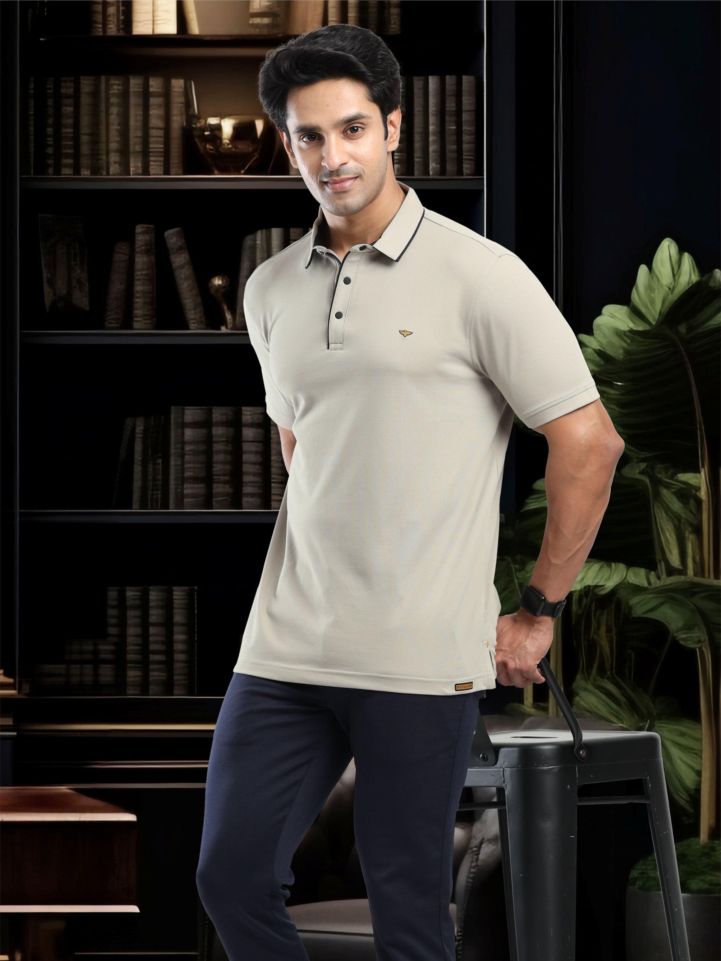 Moose Grey Men Premium SoftBerry PQ Polo T-Shirt