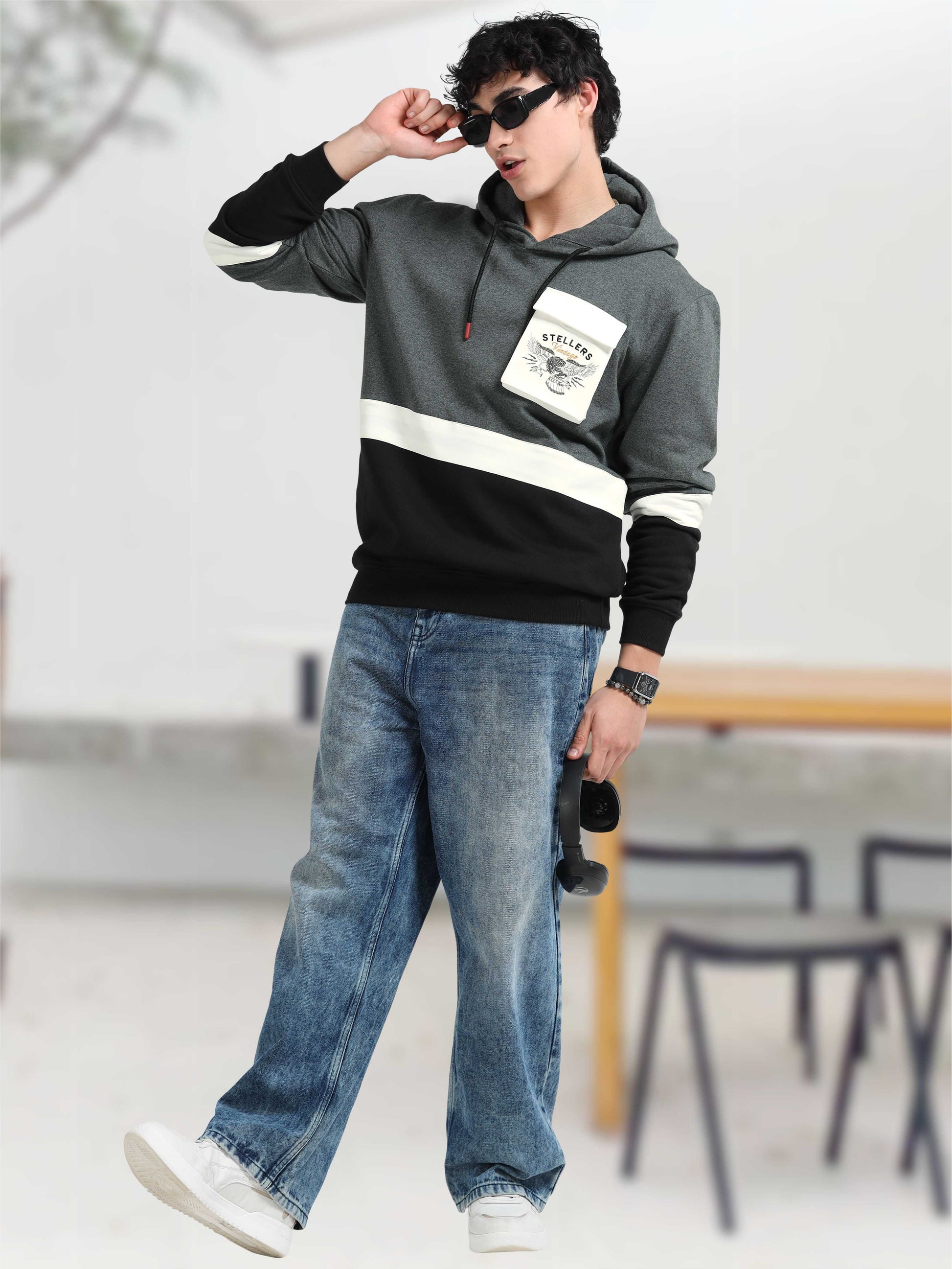 Color-Blocked Oversize Hoodies for Men