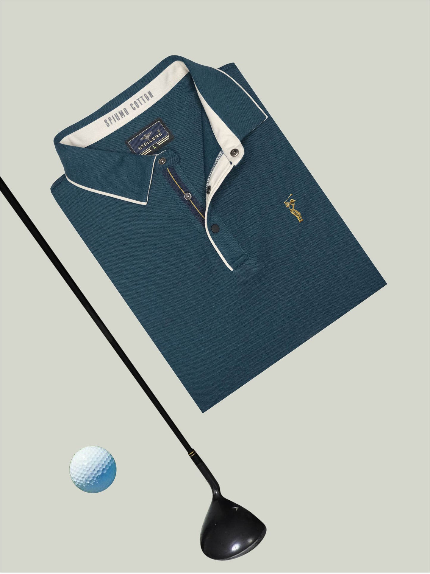 Teal Blue Premium Pique Crush Polo T-Shirt
