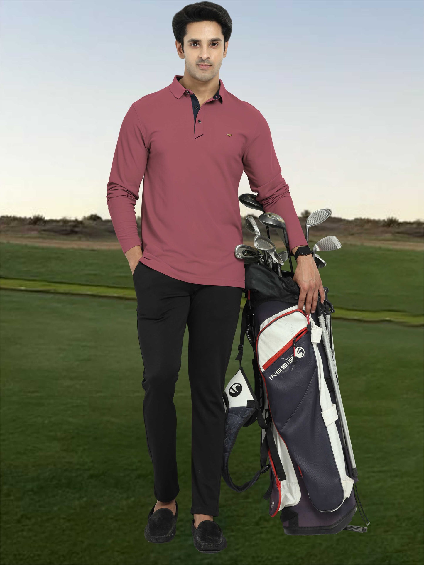 Men's Full Sleeve Polo T-Shirt | Feather Touch Feel | Odour Resistant | Wrinkle Free | Quick Dry | Stretchable | Anti-Static | UV Resistance |