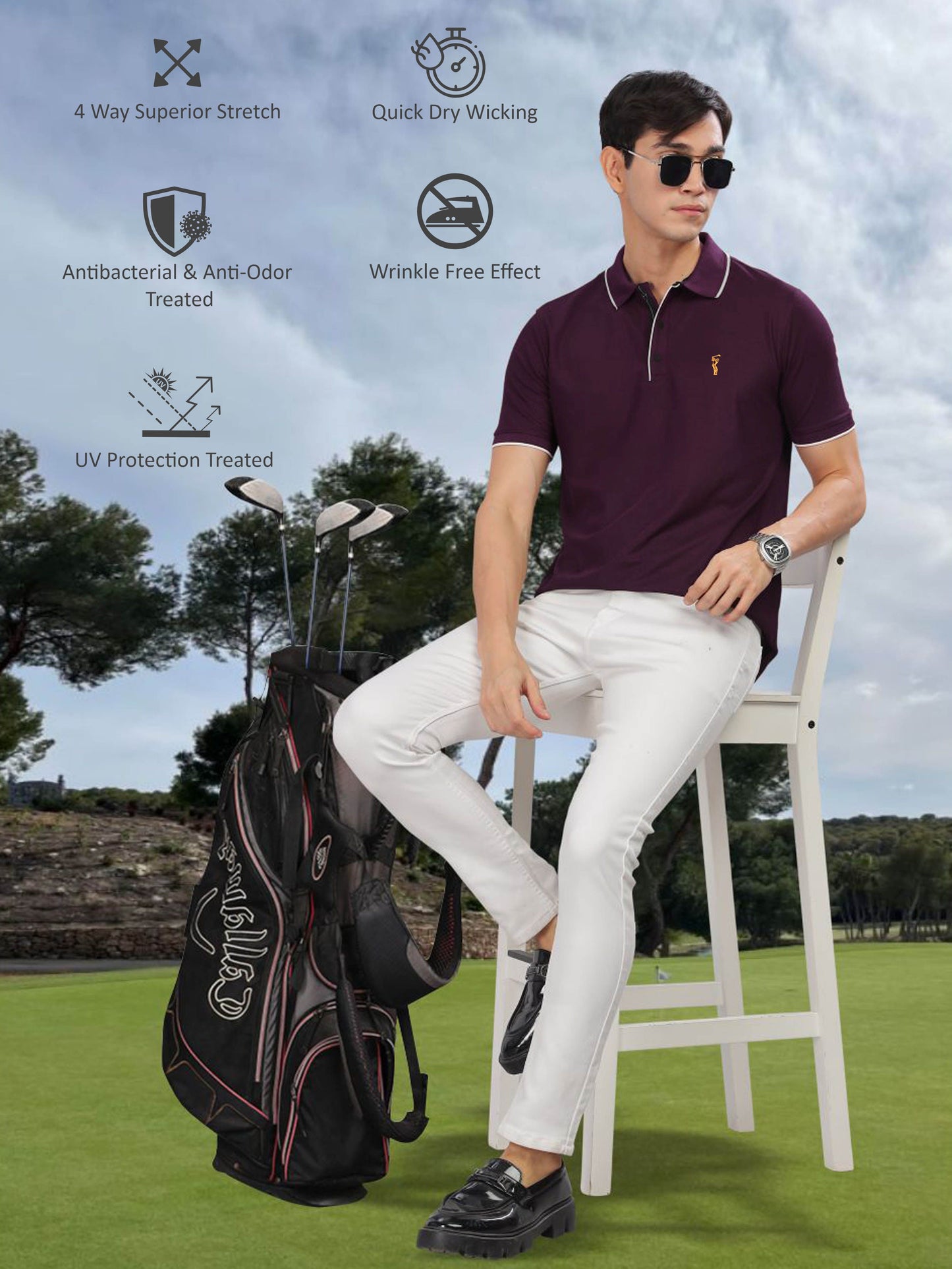 Raspberry Men's Tipping Polo T-Shirt