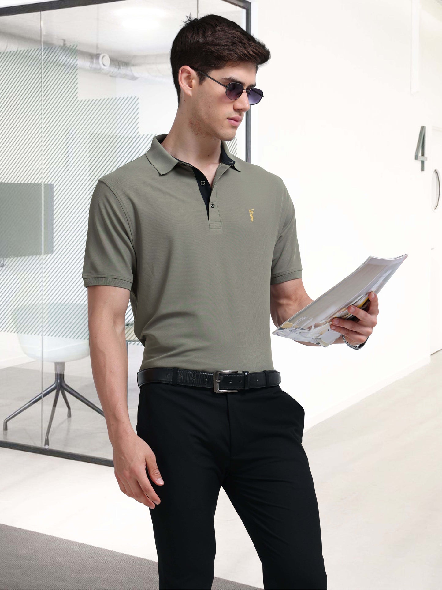 Silver Stone-Men's Premium Golf Polo T-Shirt | Wrinkle-Free | Quick Dry | Stretchable |  Odour-Free | UV Protected
