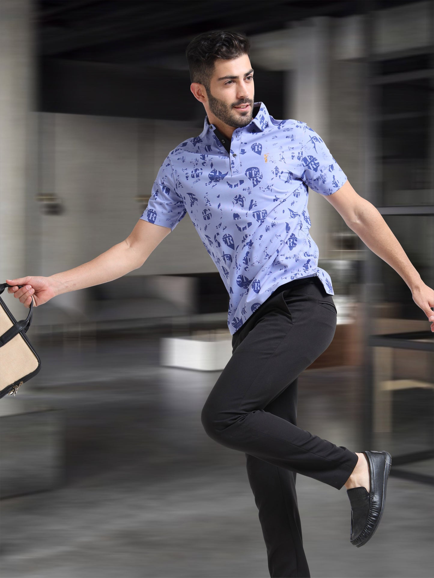 Camstel Purple Printed Polo T Shirt for Men 