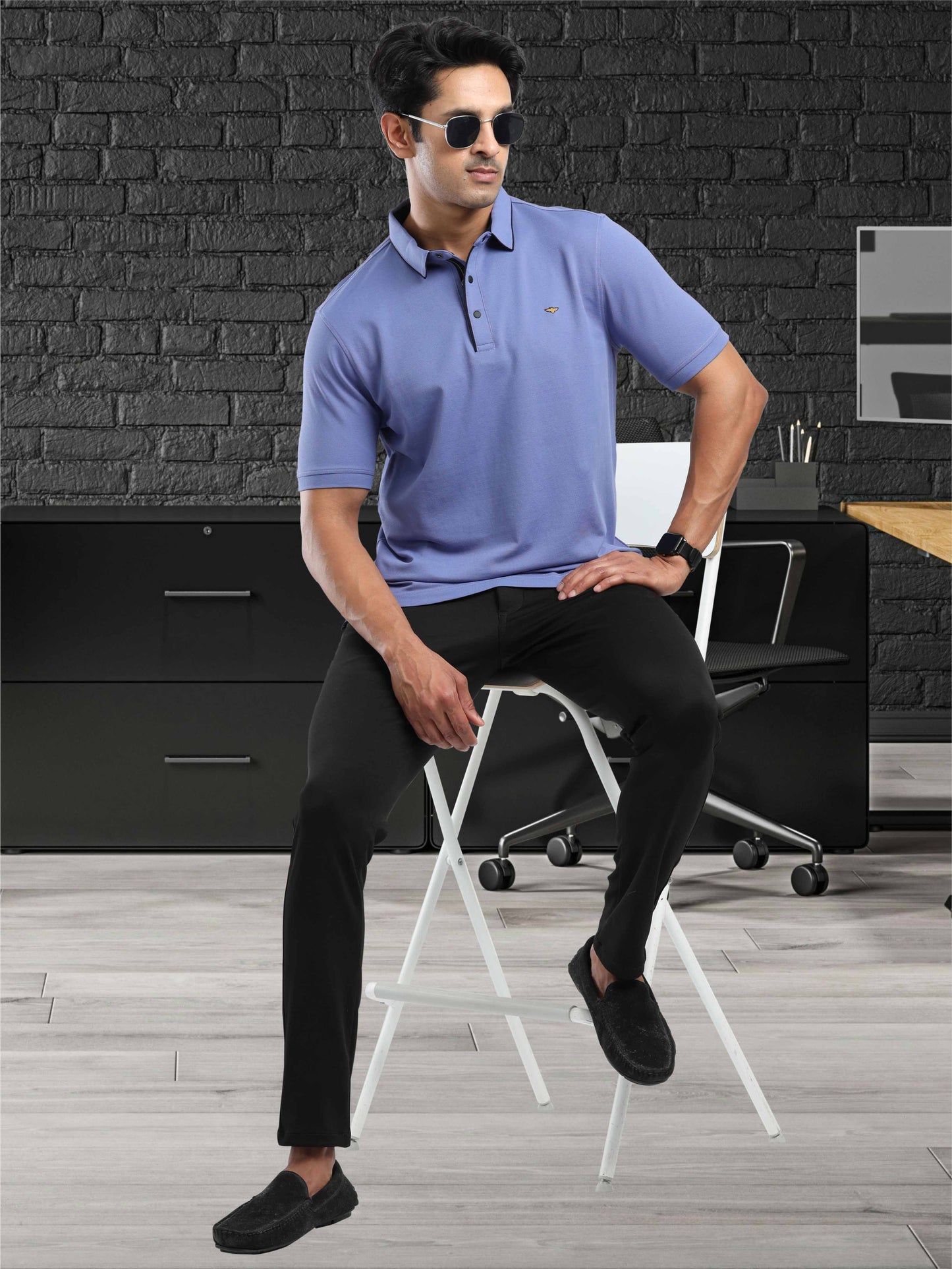 Denim Blue Men Premium SoftBerry PQ Polo T-Shirt