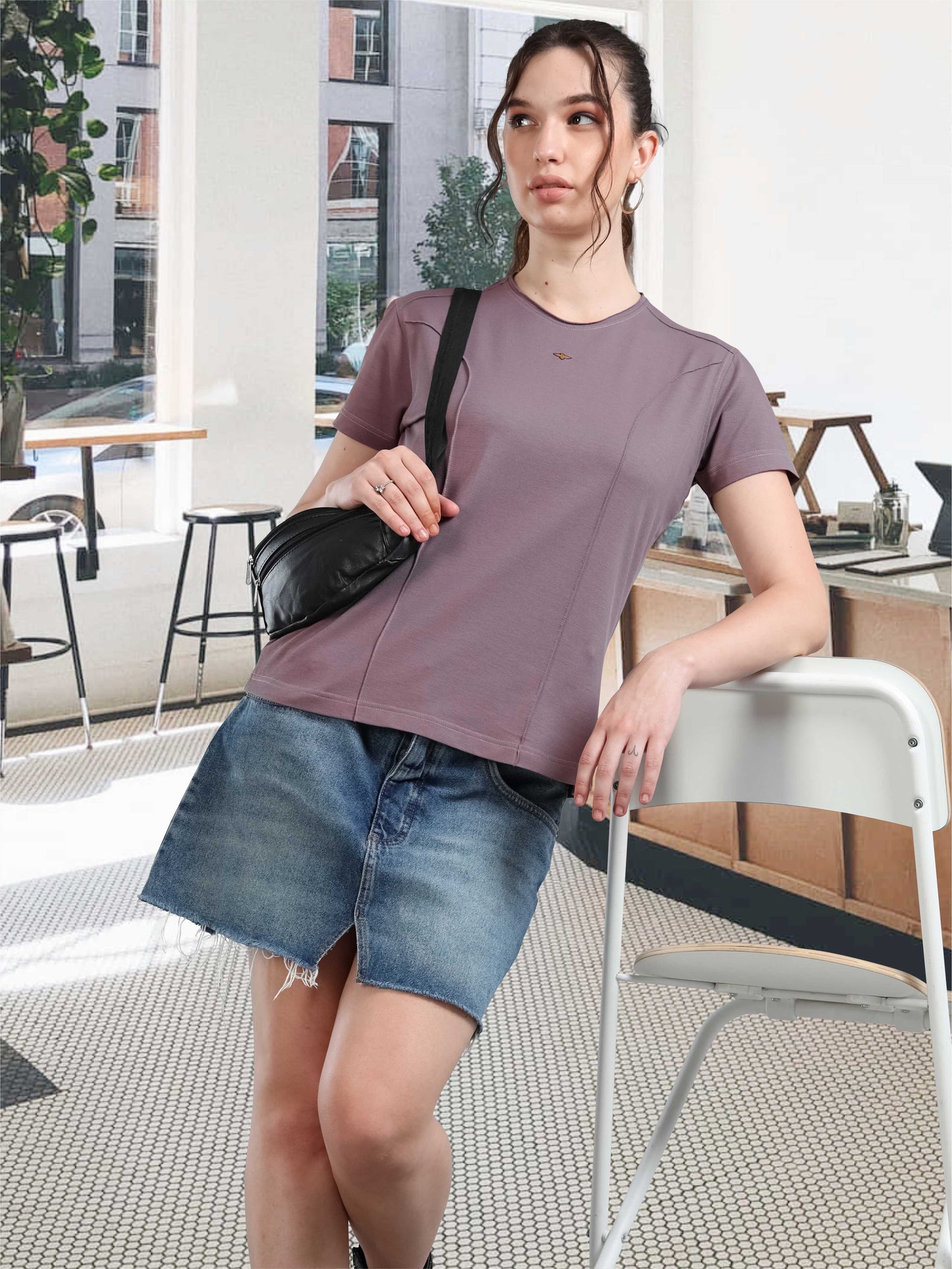 Women's Premium Cotton Crew Neck T-shirts - Mauve