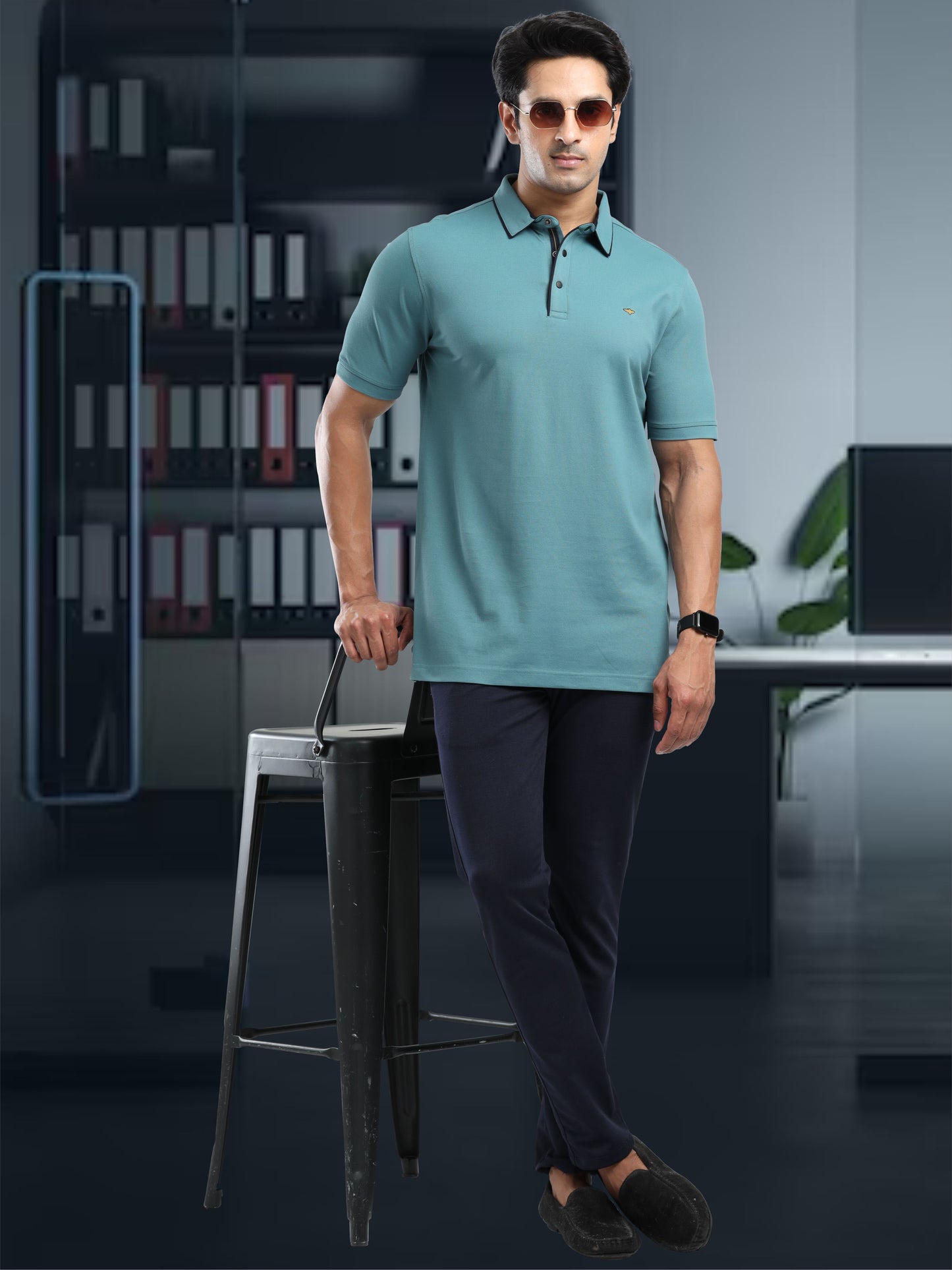 Nile Blue Men Premium SoftBerry PQ Polo T-Shirt