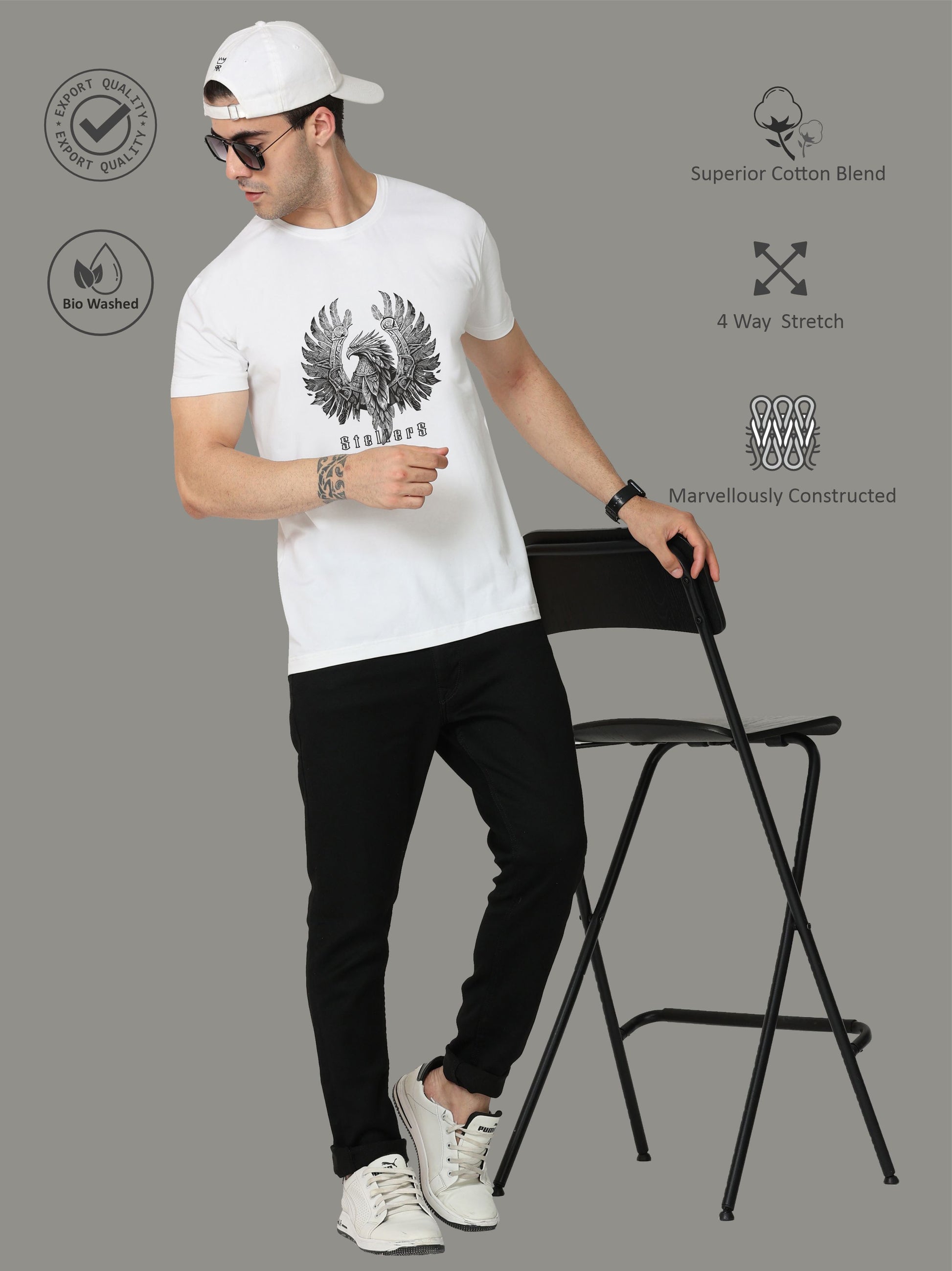 White Warrior Men’s Crew Neck T Shirt