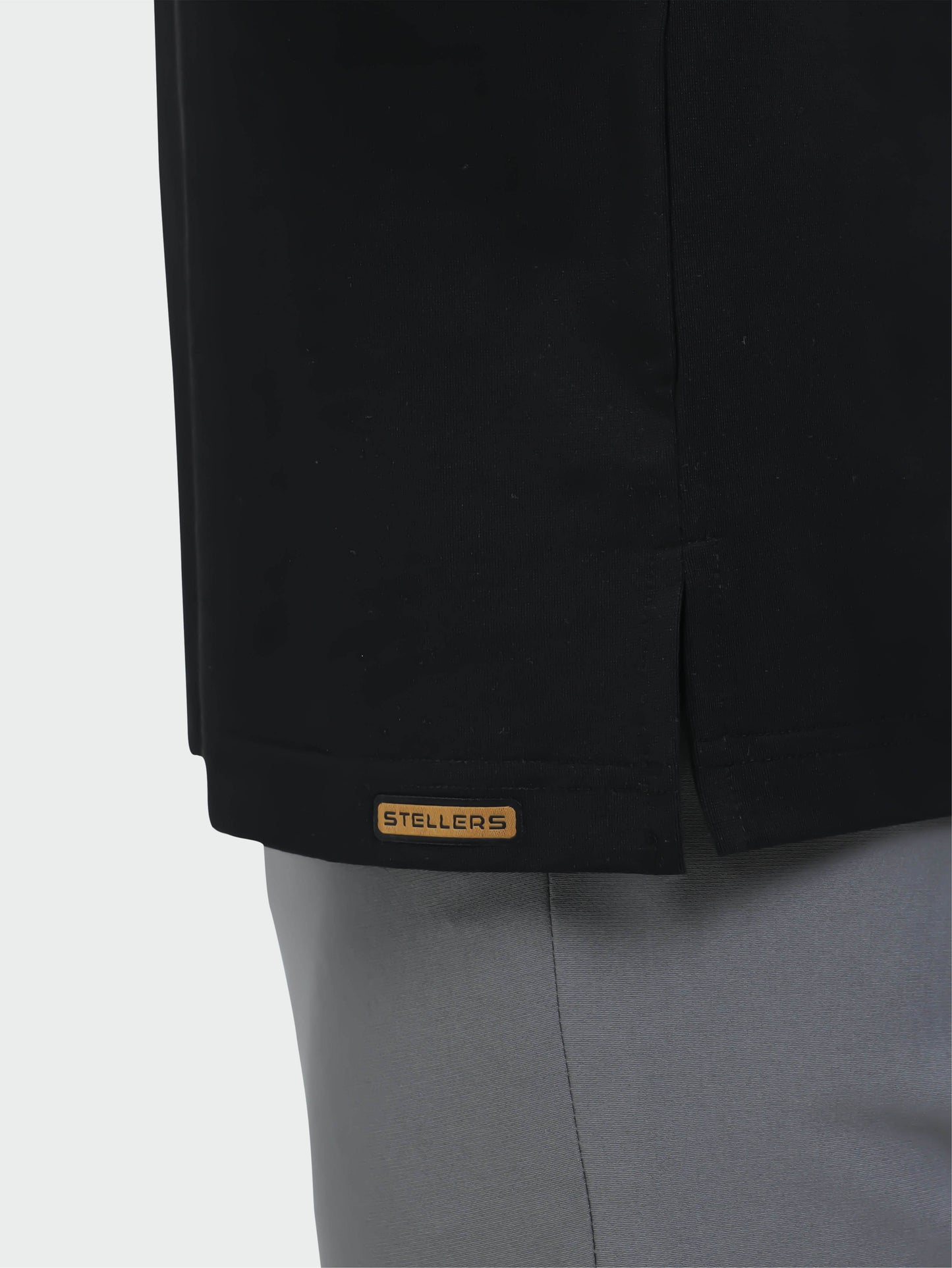 Black Mens Zipper Polo T-Shirt | Wrinkle-Free | Quick Dry |  Odour-Free | Stretchable | UV Protected