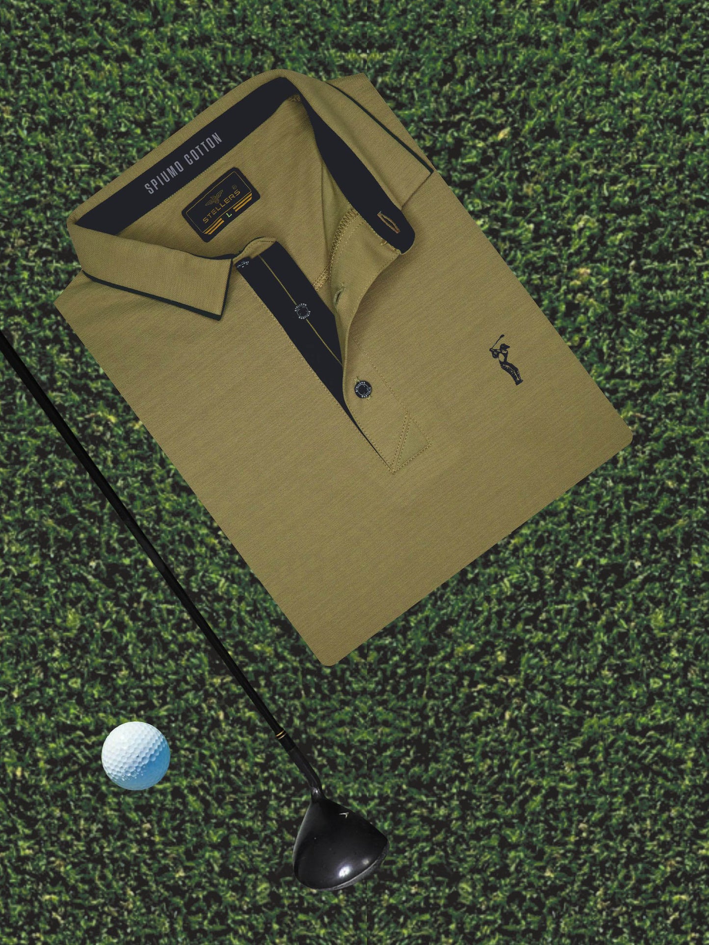 Drab Olive Premium Pique Crush Polo T-Shirt