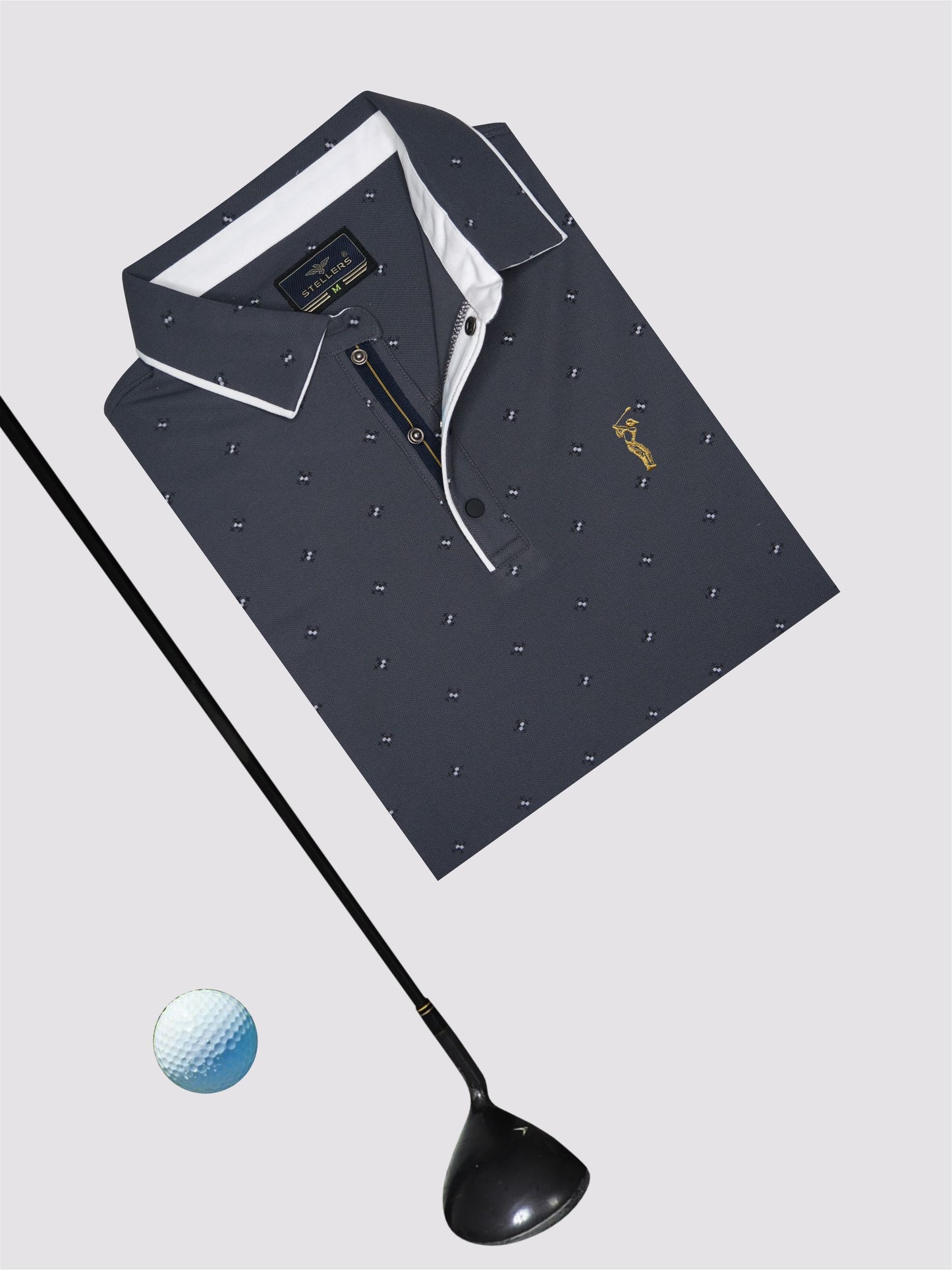 Dark Grey Men's Rolex Print Polo T-Shirts | Quick Dry | Stretchable | UV Protected | Wrinkle & Odour-Free