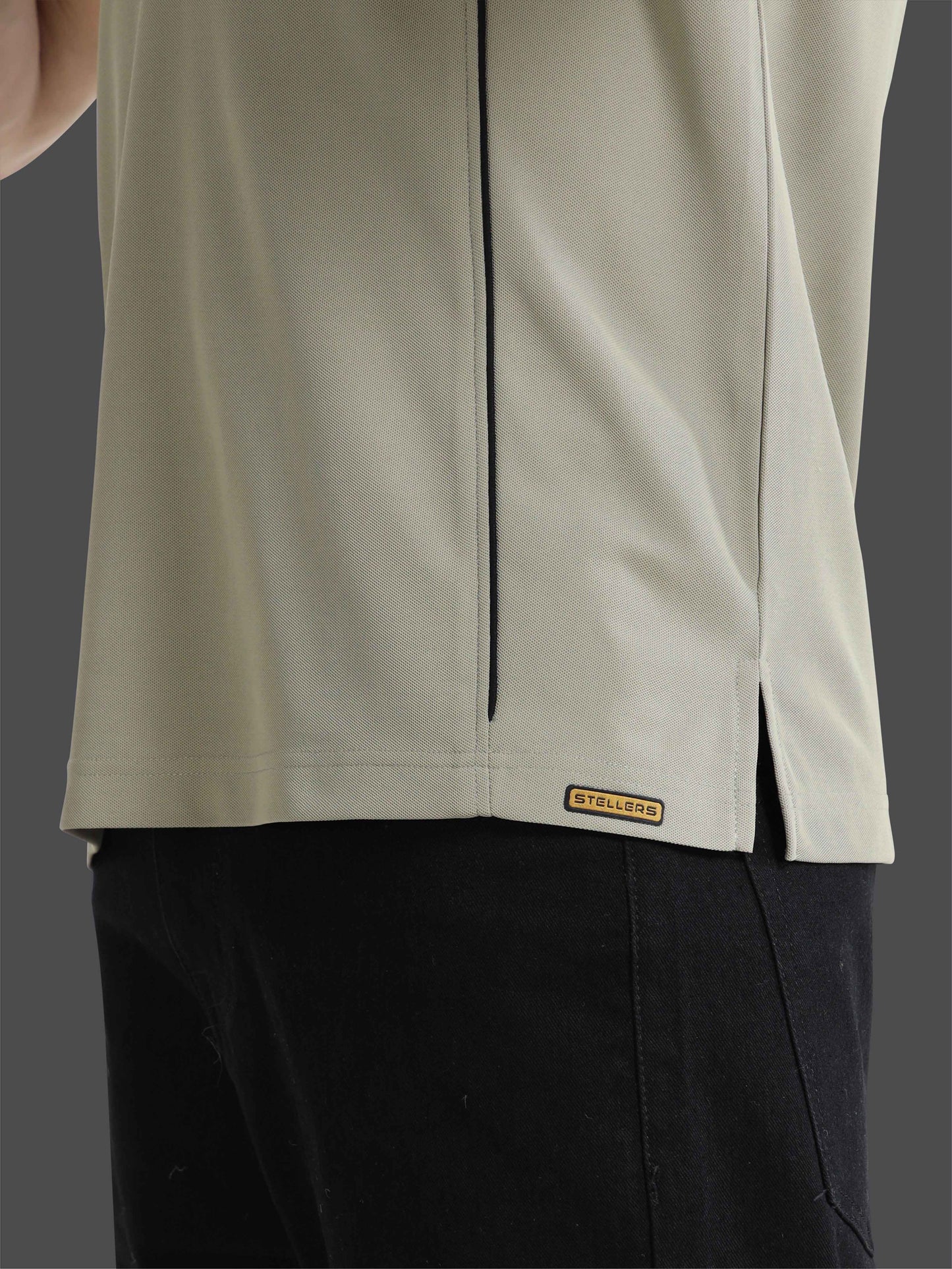 Moose Grey-Men's Piping Design Polo T-Shirt | Wrinkle-Free | Quick Dry | Stretchable |  Odour-Free | UV Protected
