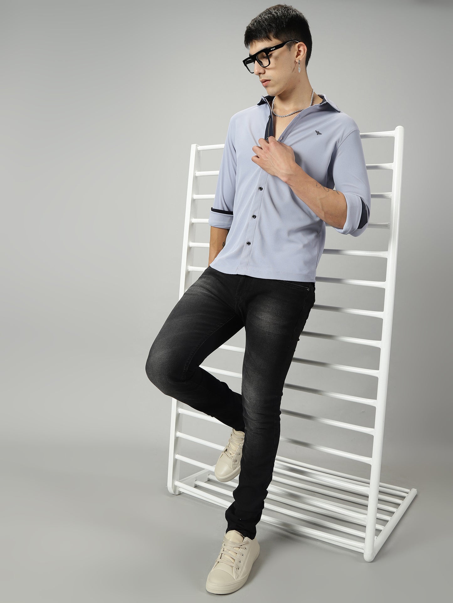 Men's Premium Knitted Shirts-Blue Heron