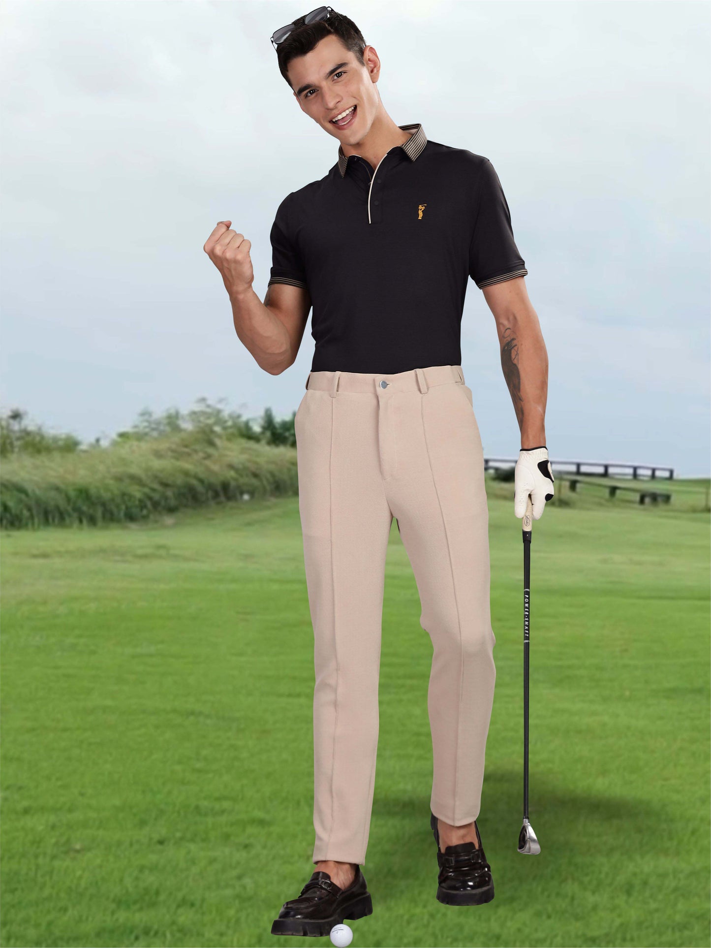 Men Premium Ultra Stripes Polo T-Shirt - Black | Feather Touch Feel | Light Weight | Stretchable | Sustainable