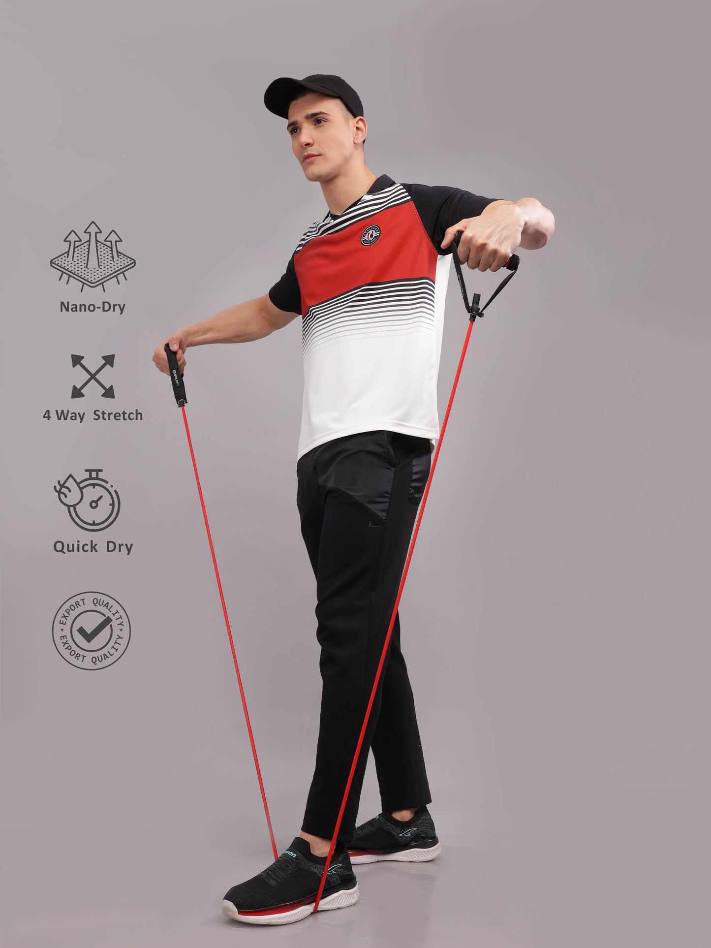 Red Regular Fit Men's Active Wear T Shirt