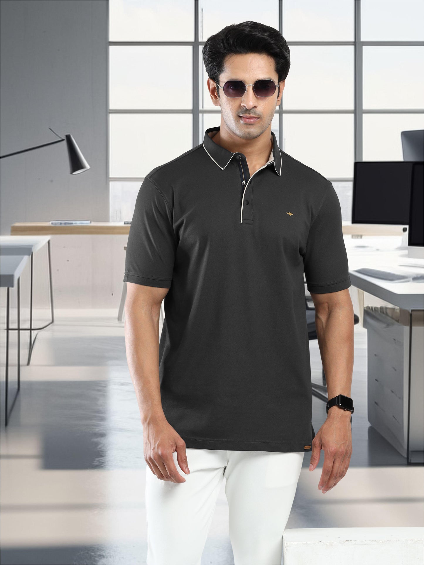 Dark Grey Men Premium SoftBerry PQ Polo T-Shirt