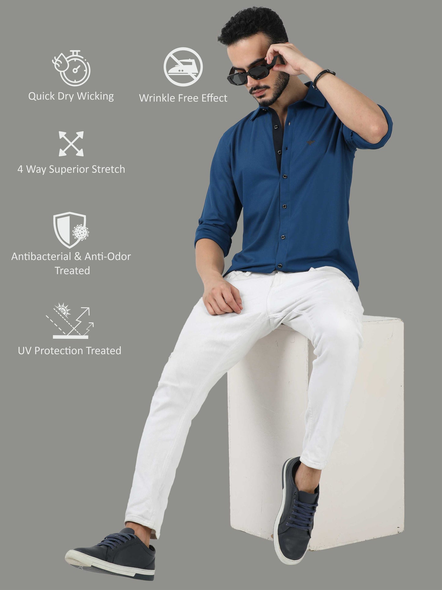 Teal Blue Men's Premium Nano-Dry Shirt