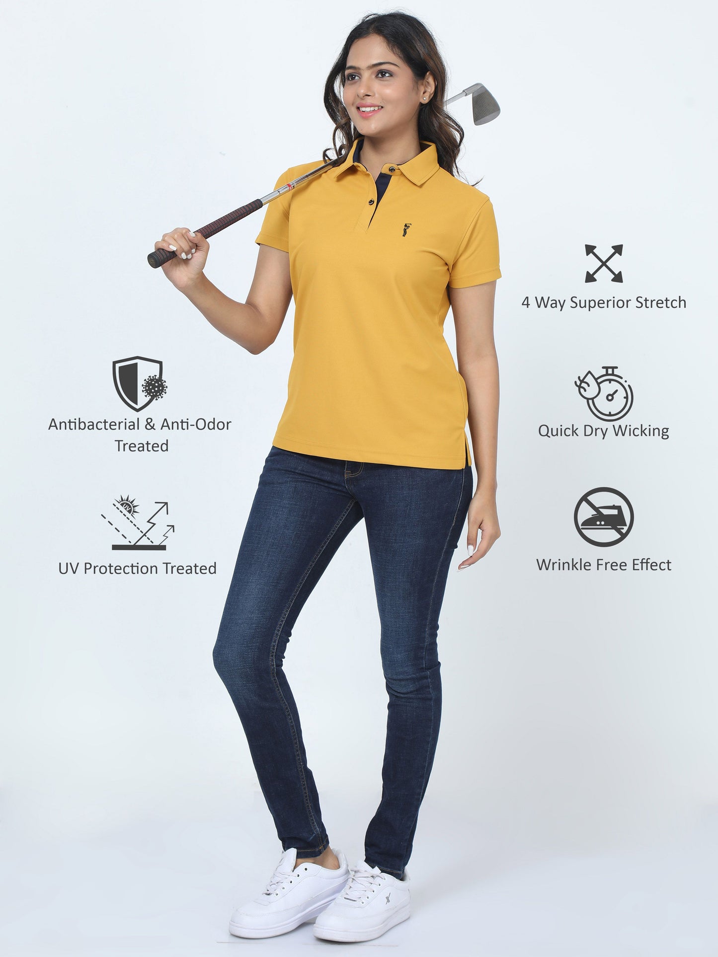 Mustard Women's Premium Golf Polo T-Shirt