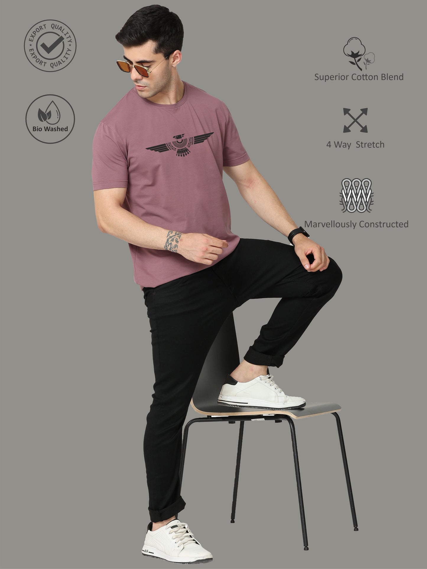 Grape Men's Crew Neck T-Shirts Tribal