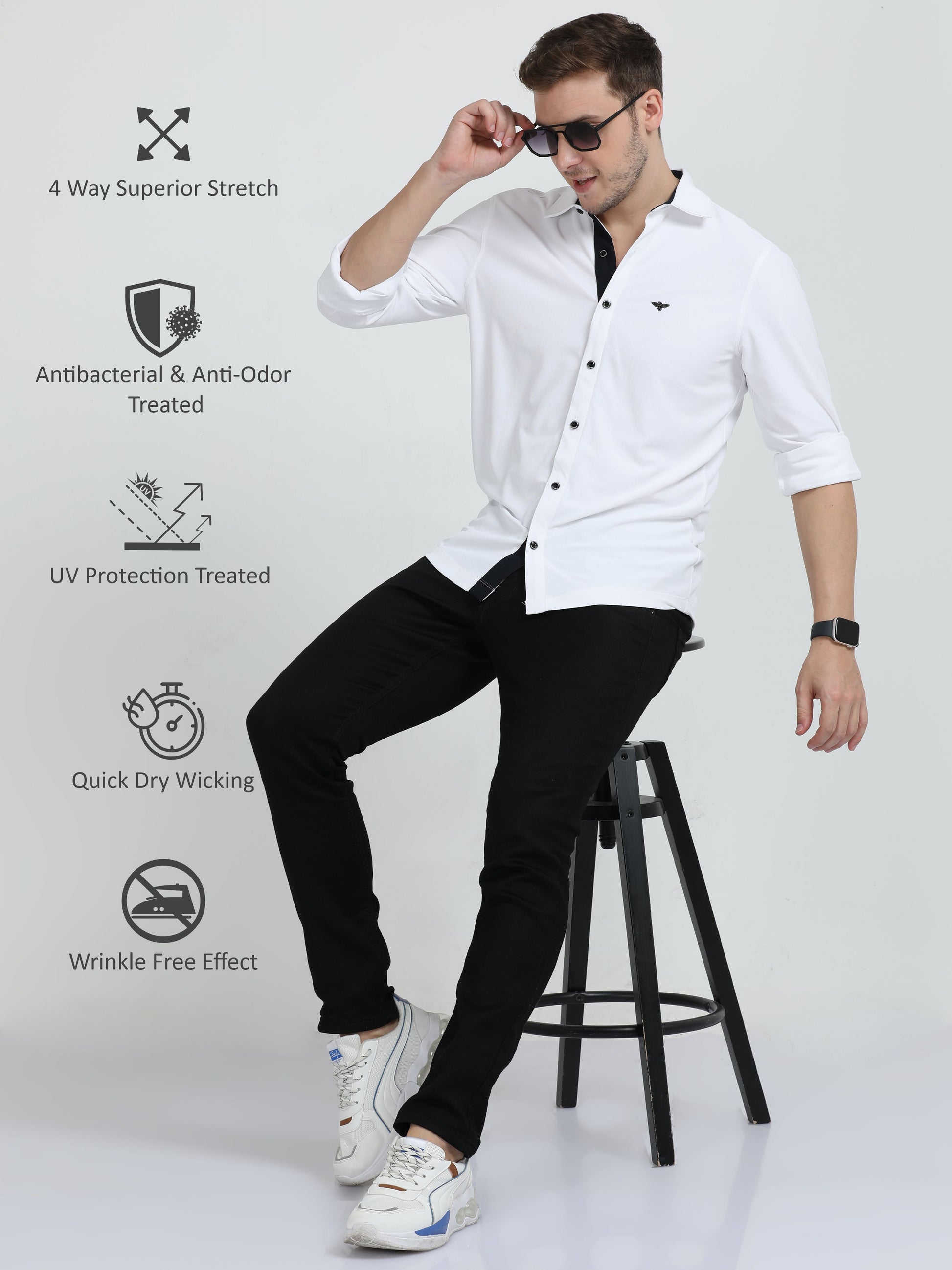White Men's Casual Shirts -Nano Dry Shirt
