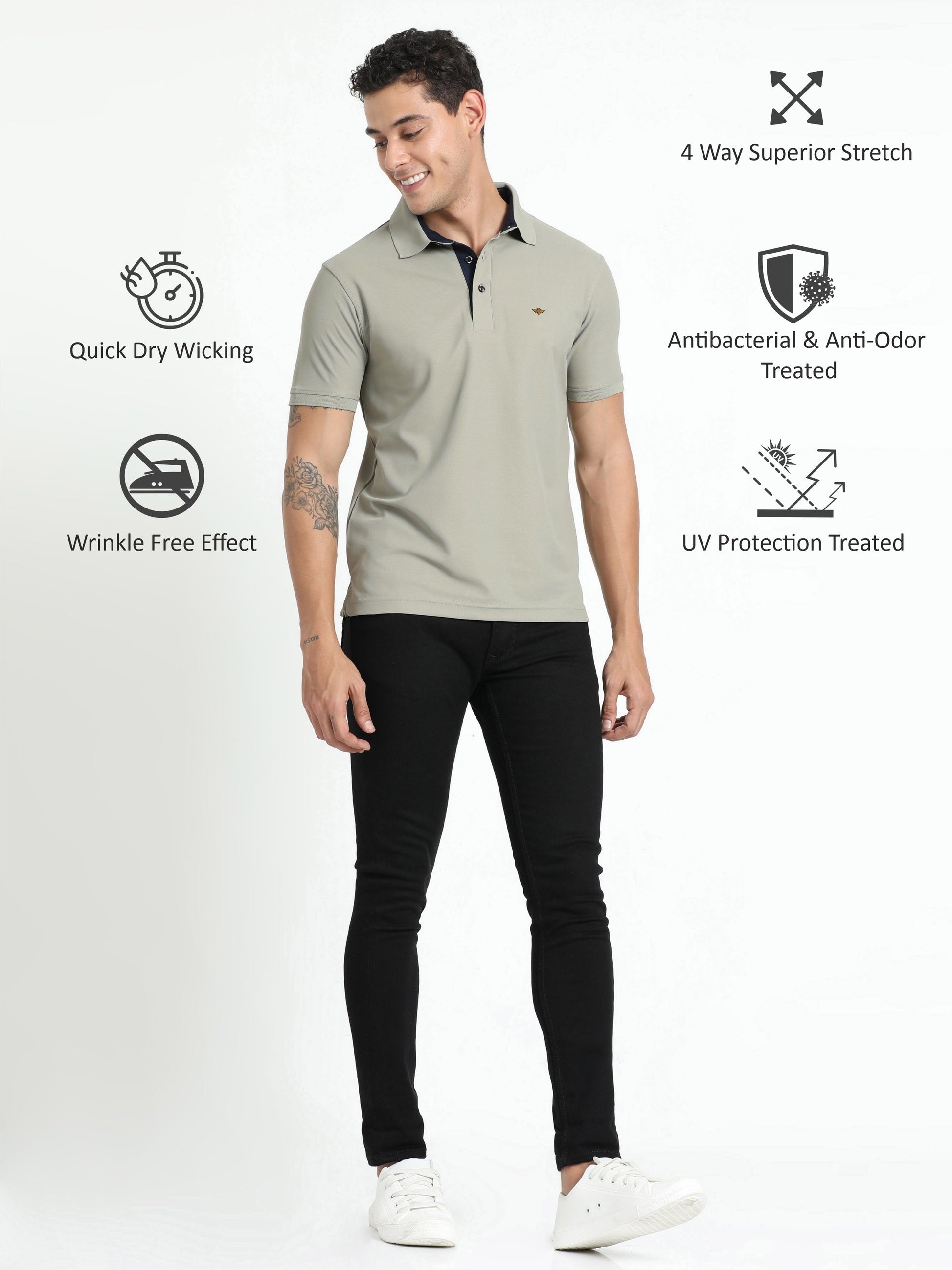 Moose Grey Premium Polo T Shirt for Men