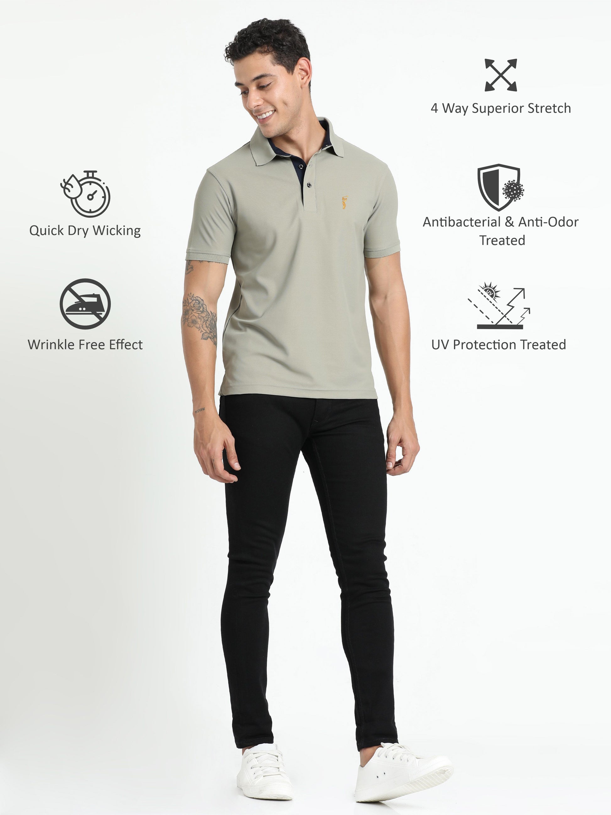 Moose Grey Polo T Shirt for Men Online