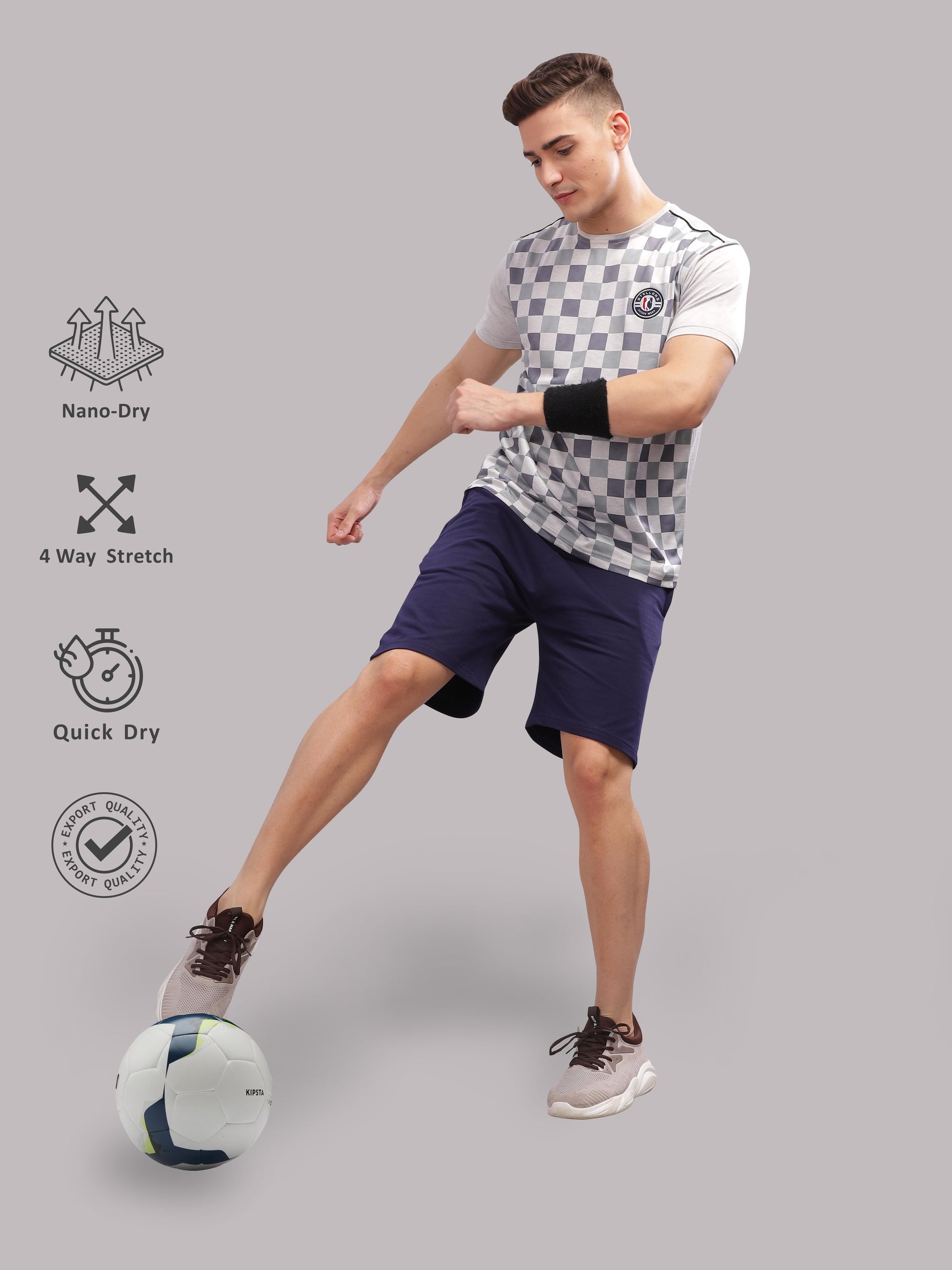 Grey Printed Active Round Neck T Shirts for Men Online