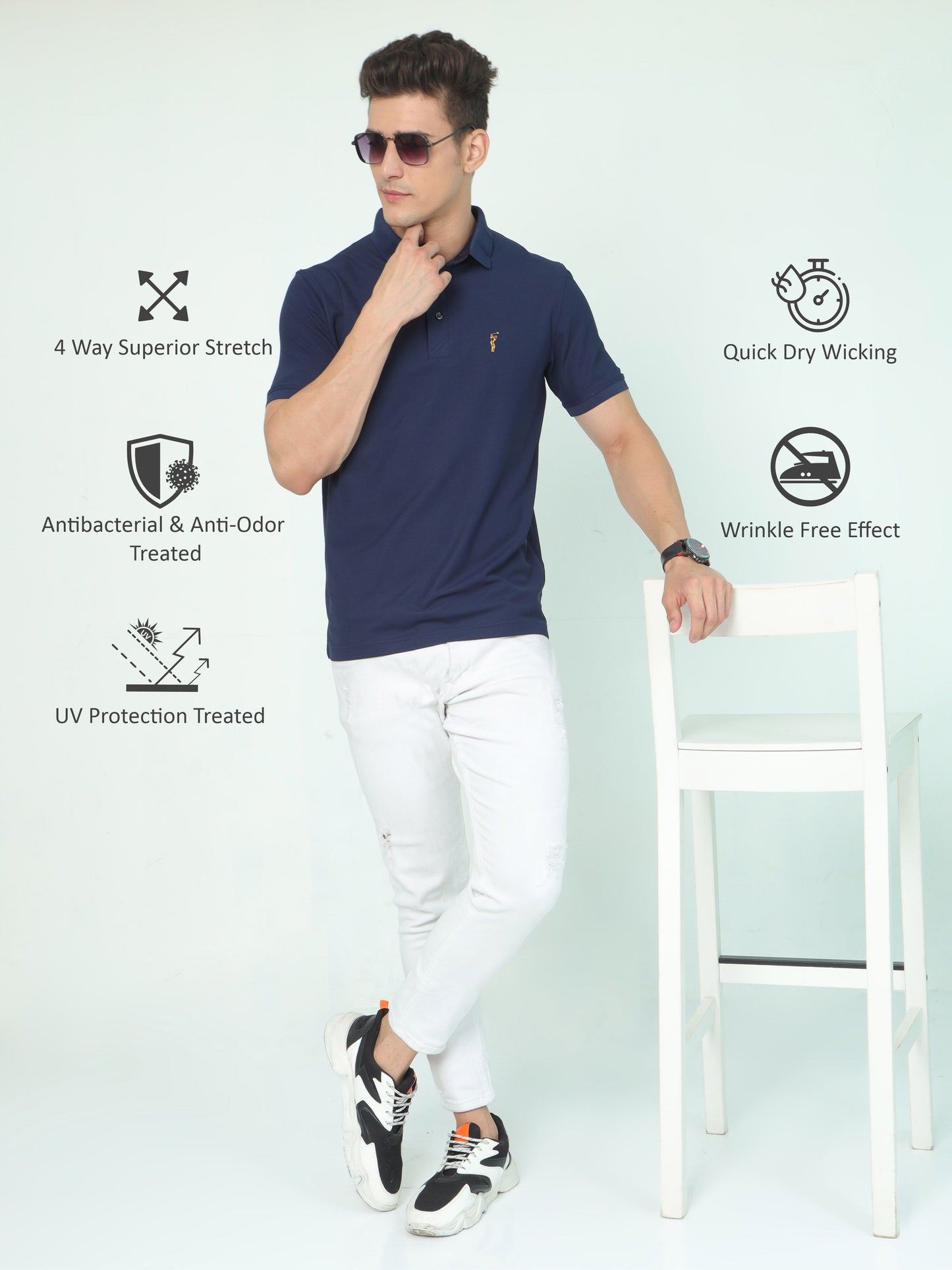 Navy Blue Polo T Shirt for Men