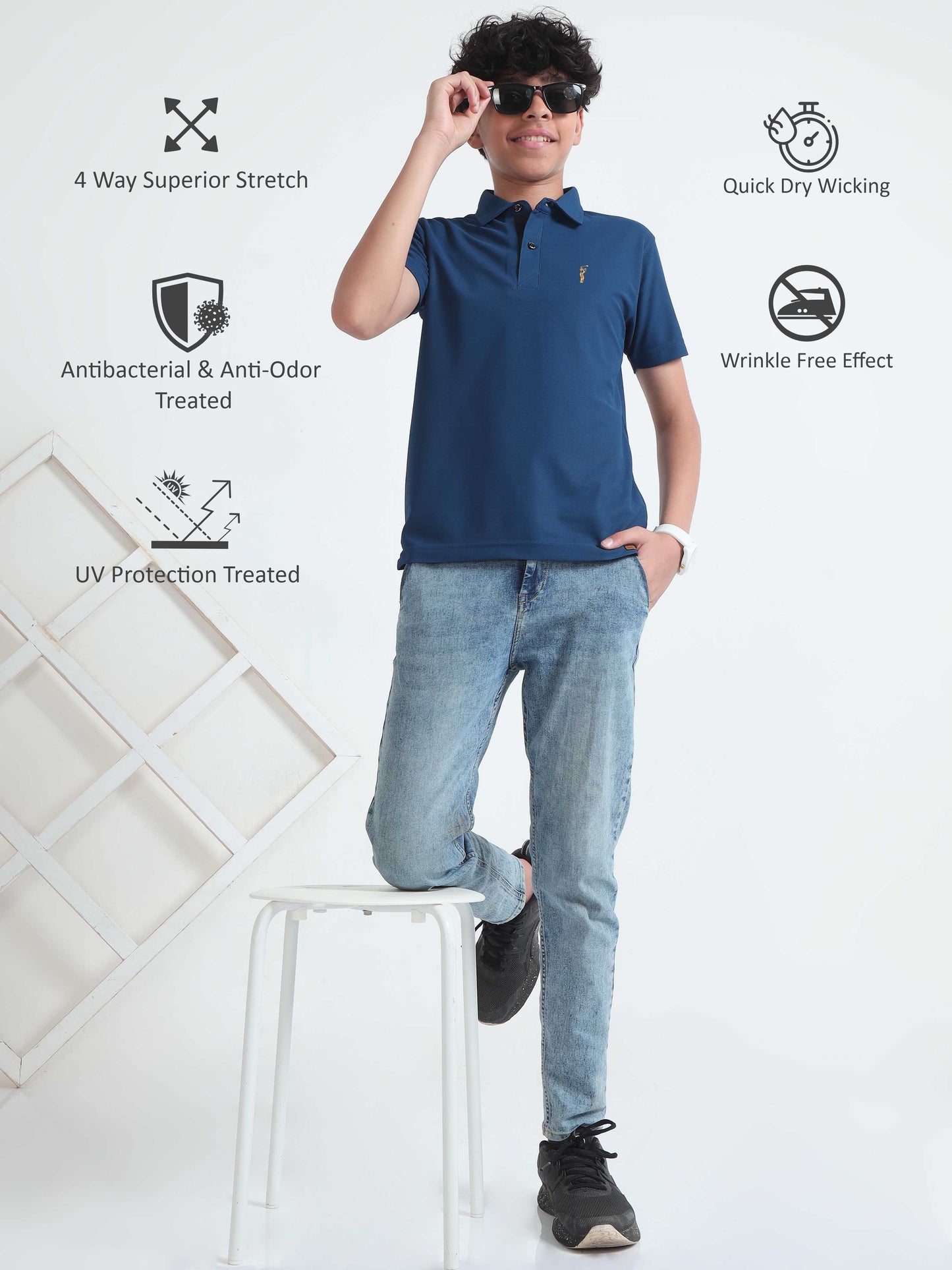 Teal Blue Premium Golf Polo T-Shirt