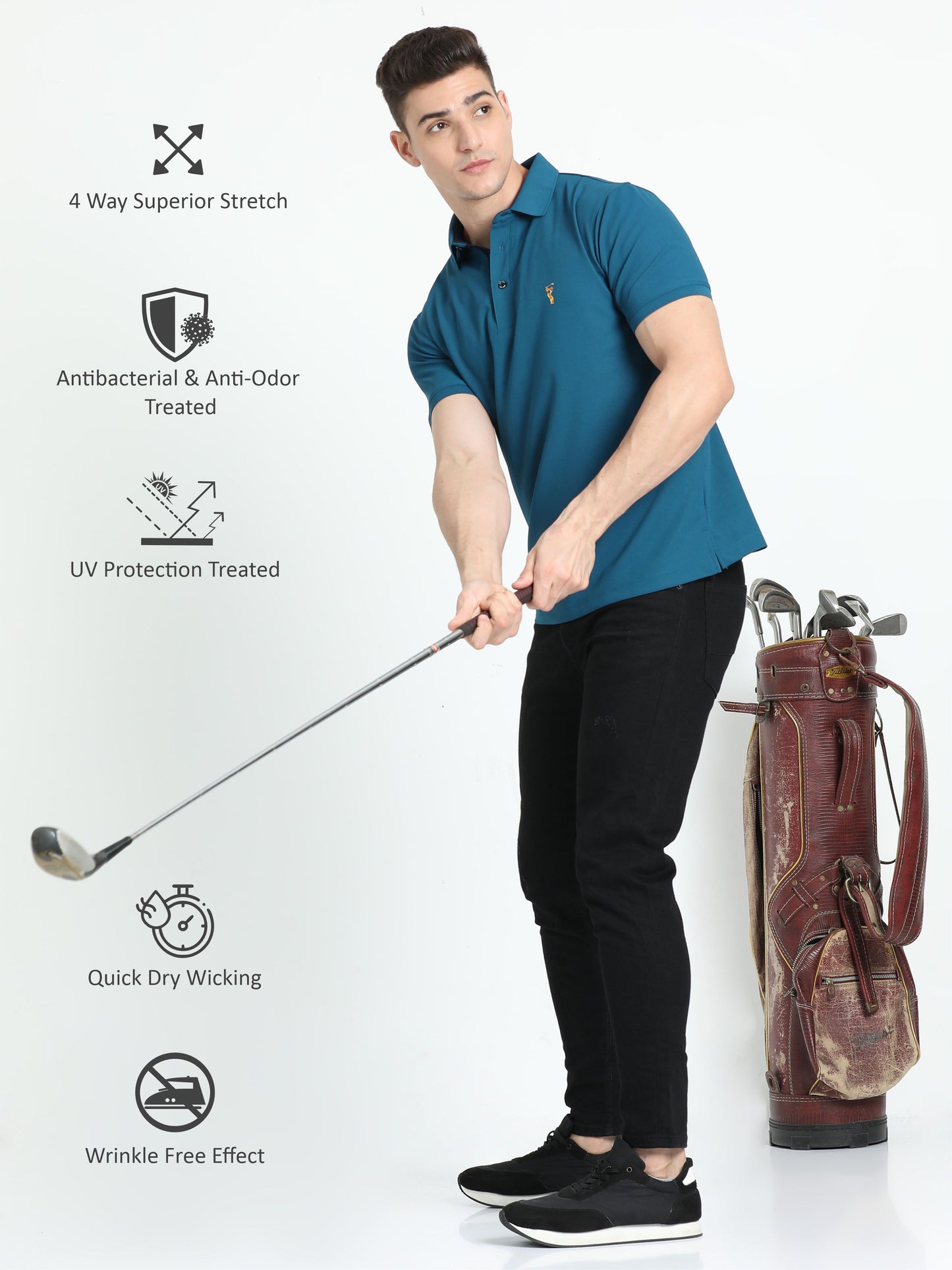 Teal Green Polo T Shirt for Men 