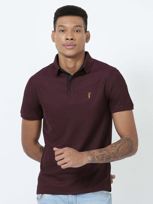 Men Wine Premium Golf Polo T-Shirt | Quick Dry | Stretchable | UV Protected | Wrinkle & Odour-Free