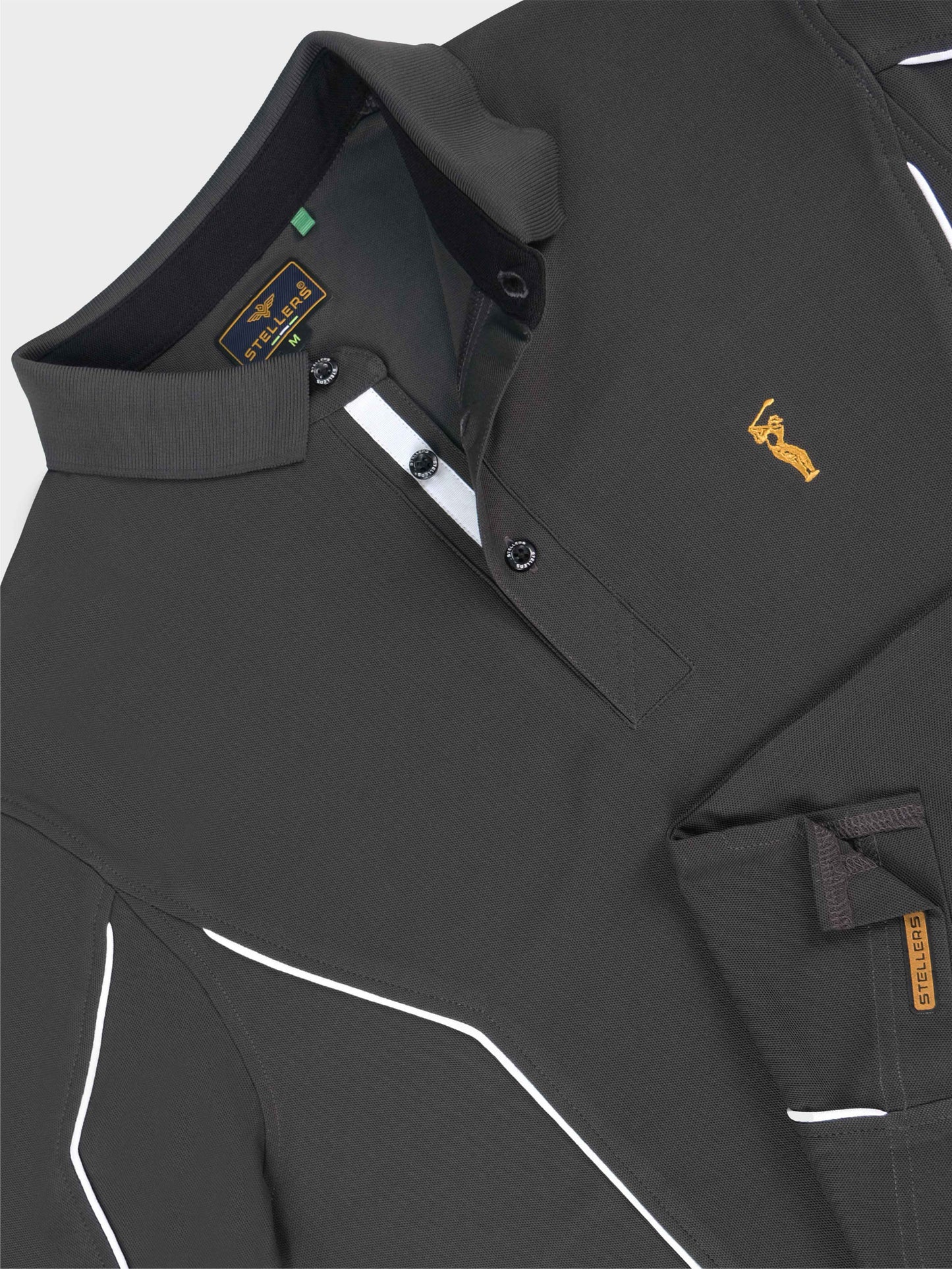 Dark Grey-Men's Piping Design Polo T-Shirt | Wrinkle-Free | Quick Dry | Stretchable |  Odour-Free | UV Protected