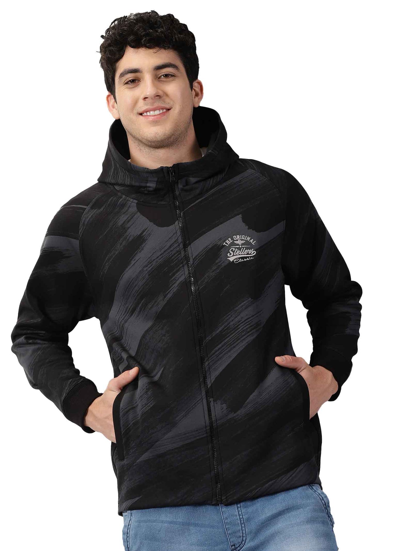 Black Camouflage Zipper Hoodies for men