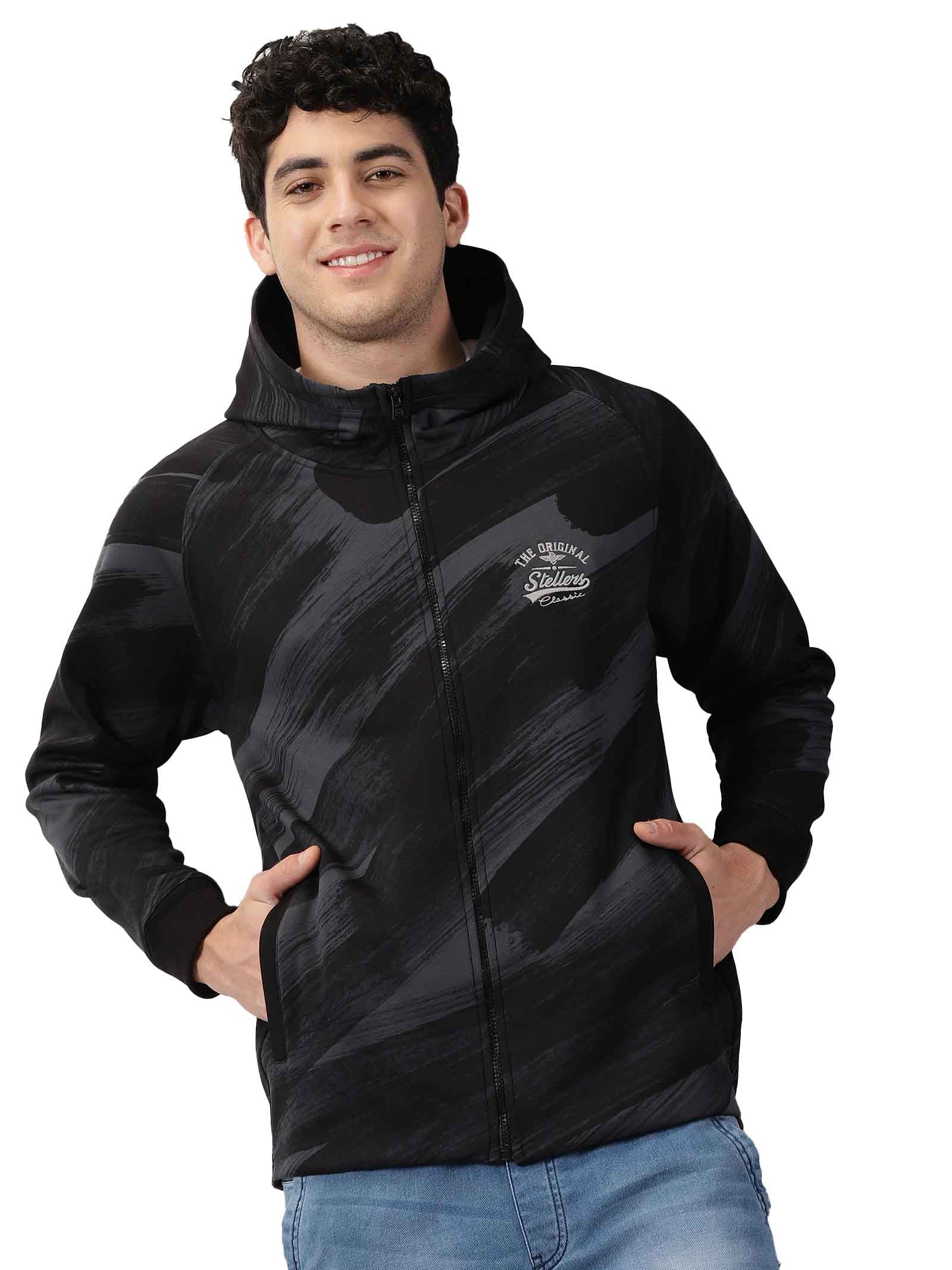 Black Camouflage Zipper Hoodies for men