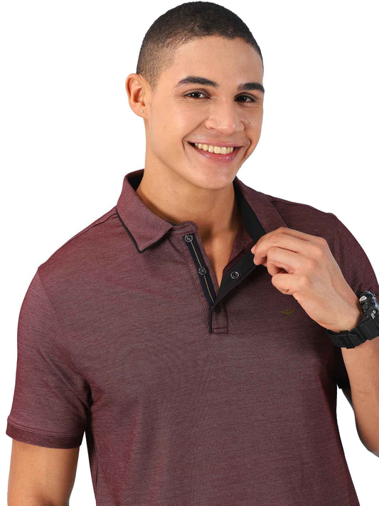 Maroon Men's Blended Cotton Polo T Shirts