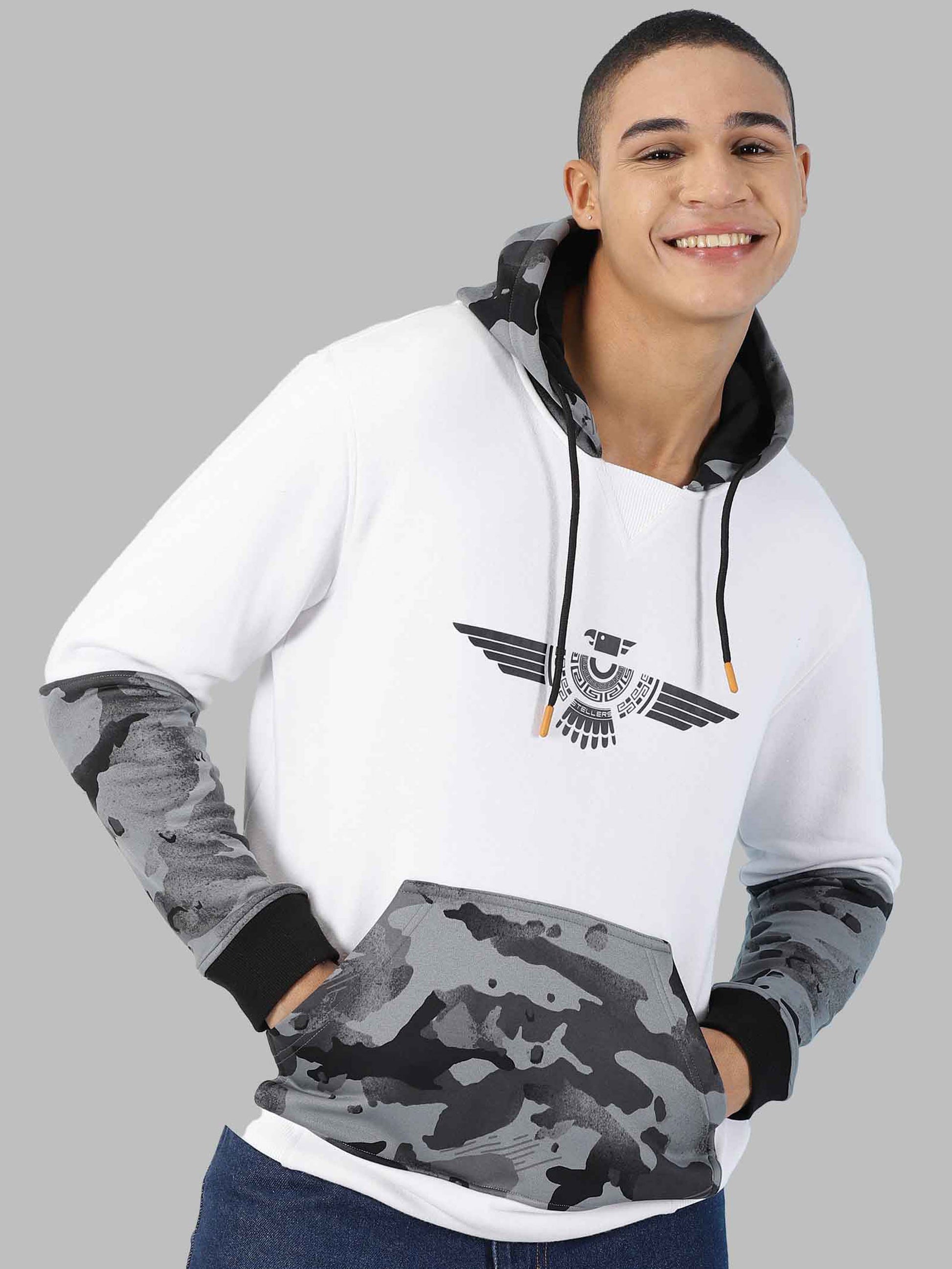 White Camouflage Hoodies for Men