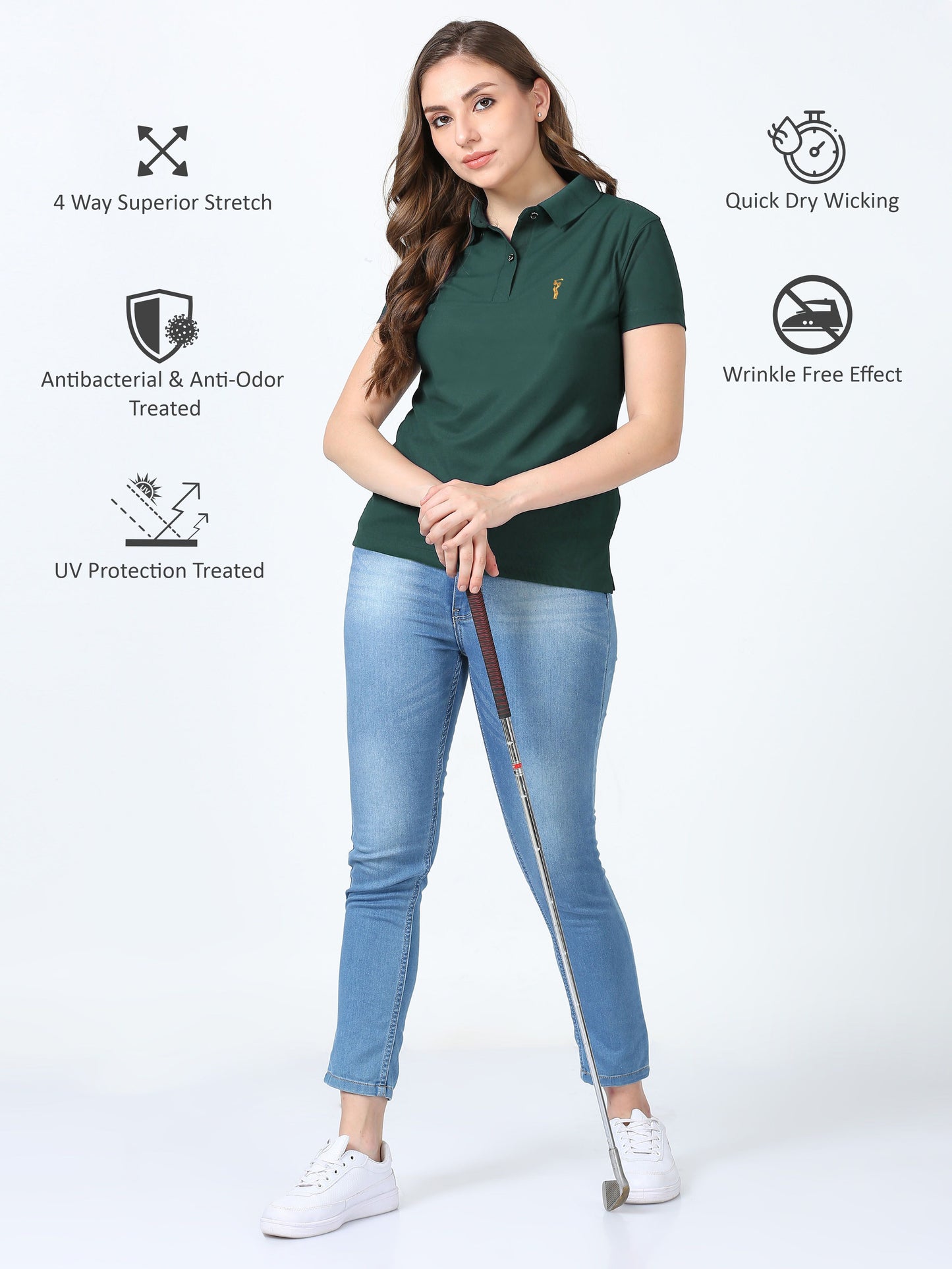 Teal Green Women Premium Golf Polo T-Shirt