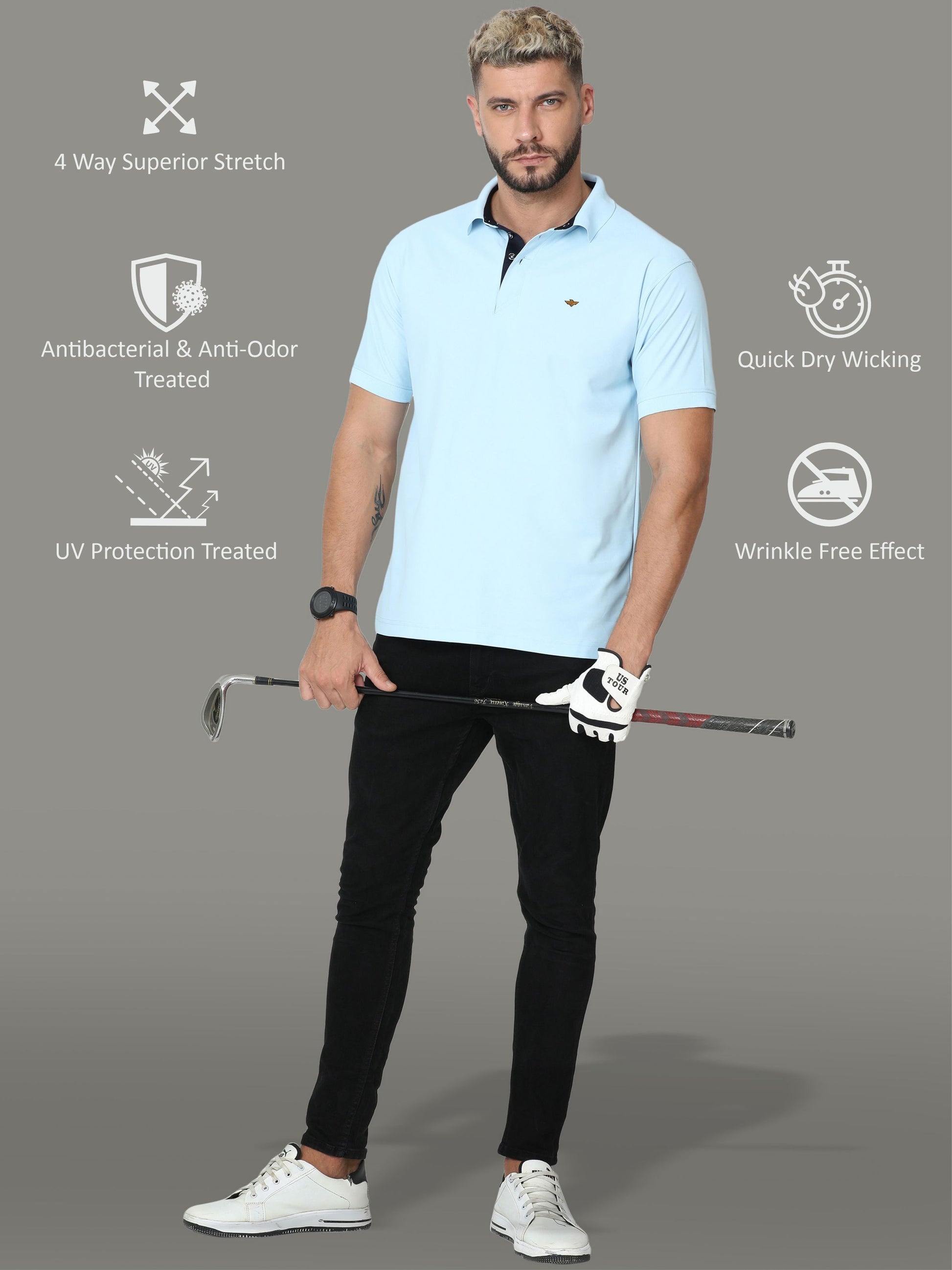 Ice Blue Premium Polo T-Shirt for men