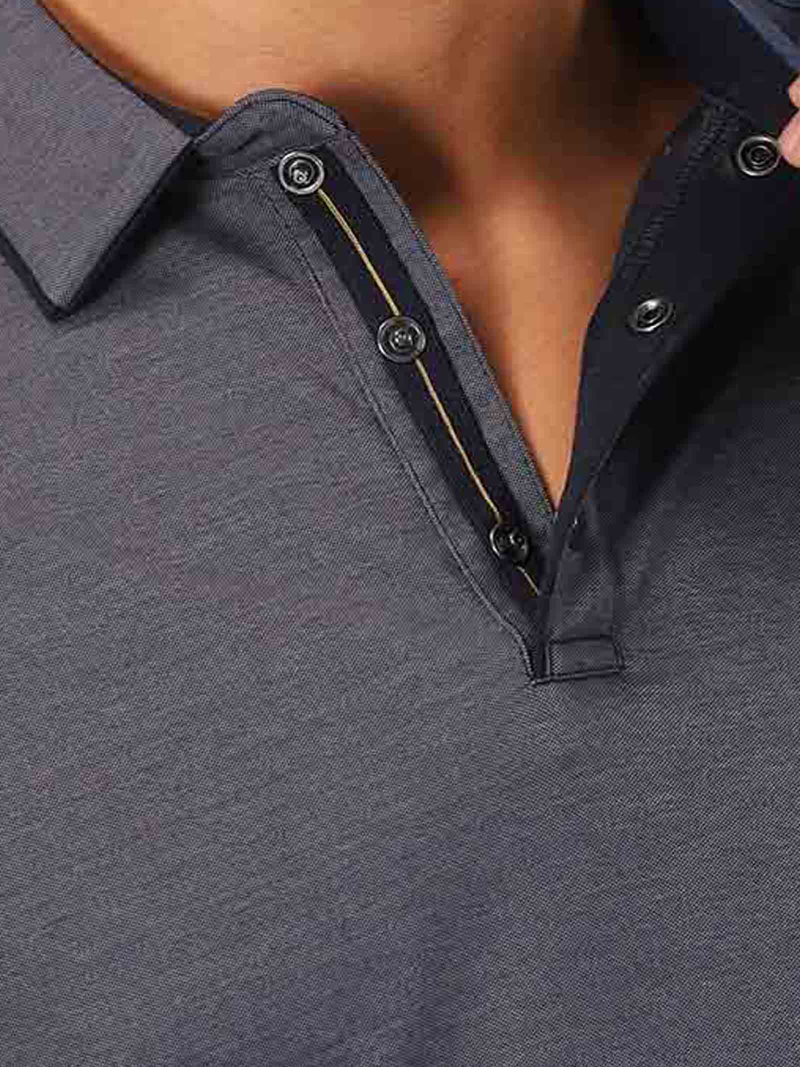Navy Blue Men's Blended Cotton Polo T Shirts