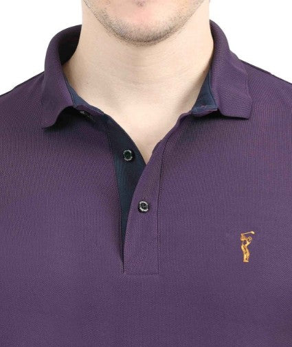 Men Black Currant Premium Golf Polo T-Shirt | Quick Dry | Stretchable | UV Protected | Wrinkle & Odour-Free