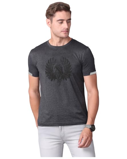 Buy Black Men's Cotton Round Neck T Shirt