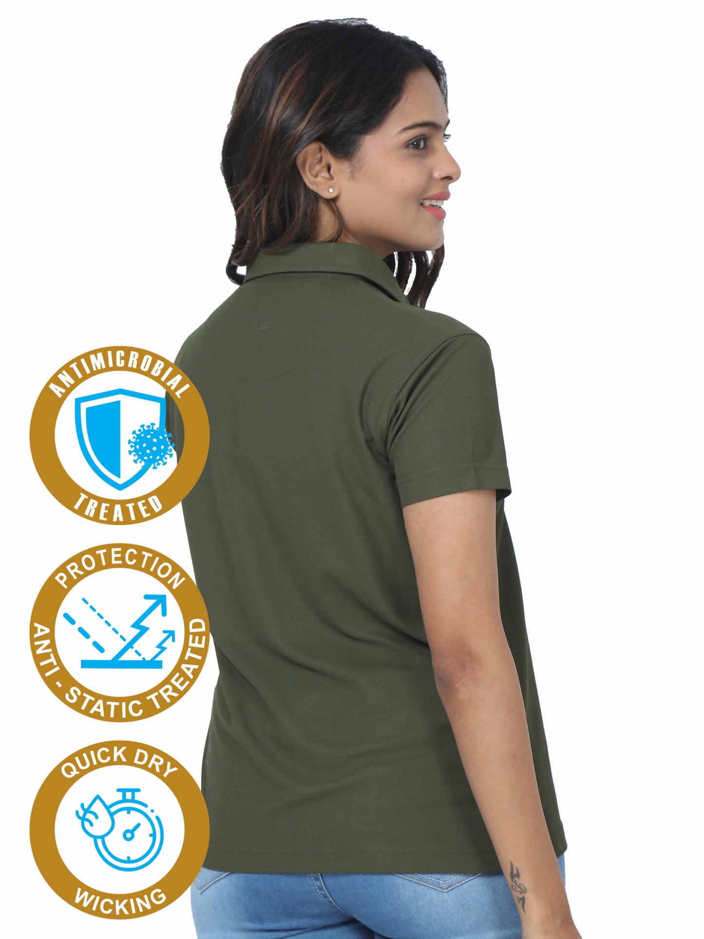 Olive Green Women's Golf polo t shirts for women
