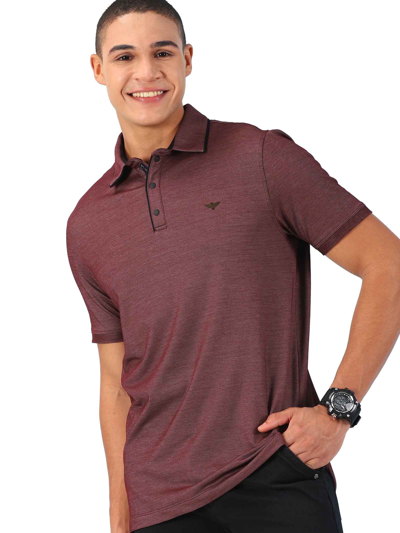 Maroon Men's Blended Cotton Polo T Shirts