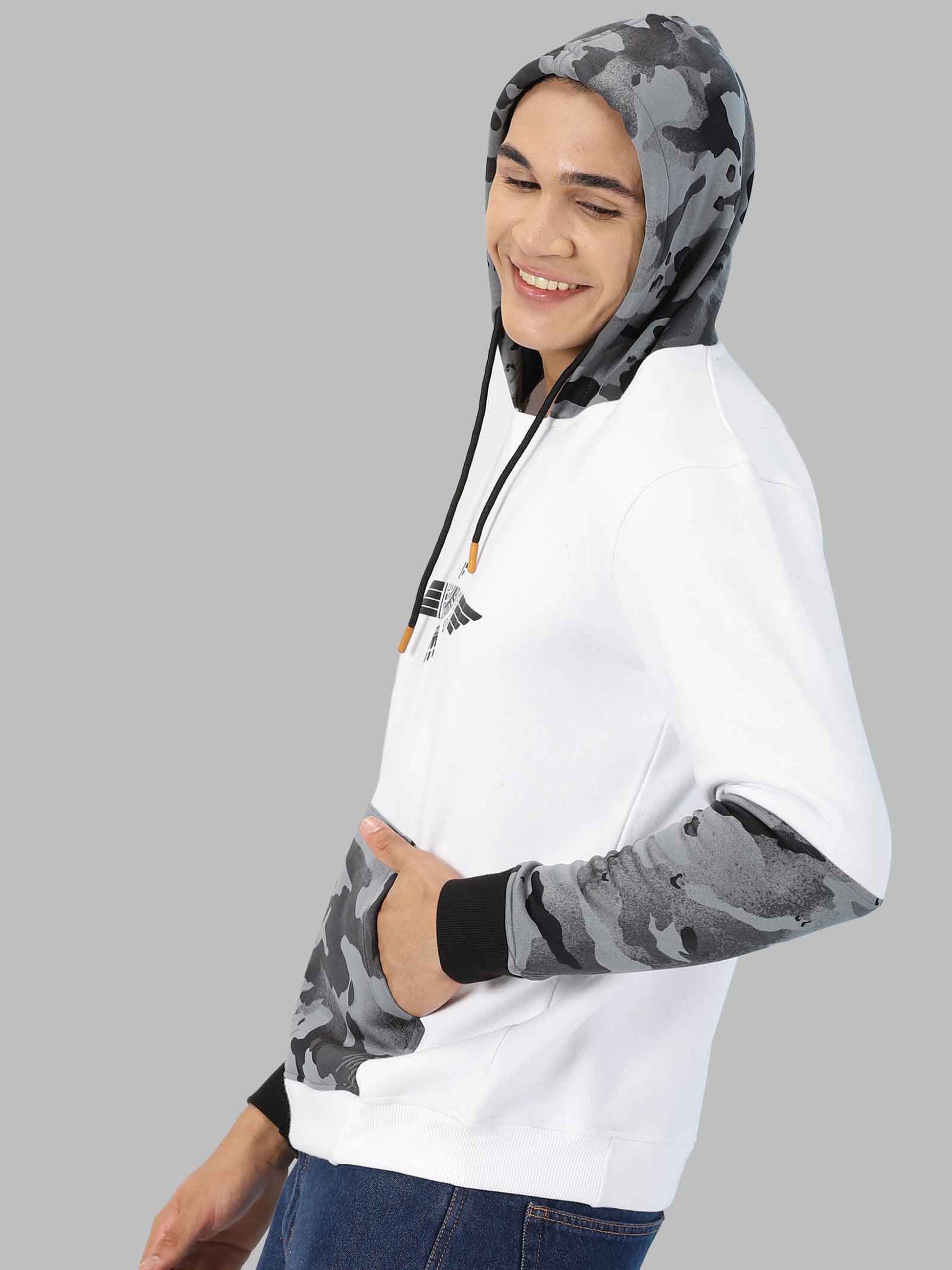 White Camouflage Hoodies for Men