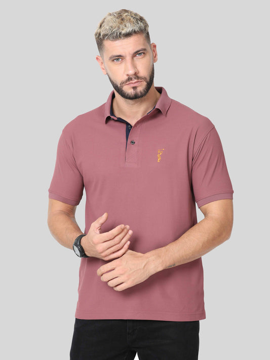 Men Mauve Premium Golf Polo T-Shirt | Quick Dry | Stretchable | UV Protected | Wrinkle & Odour-Free