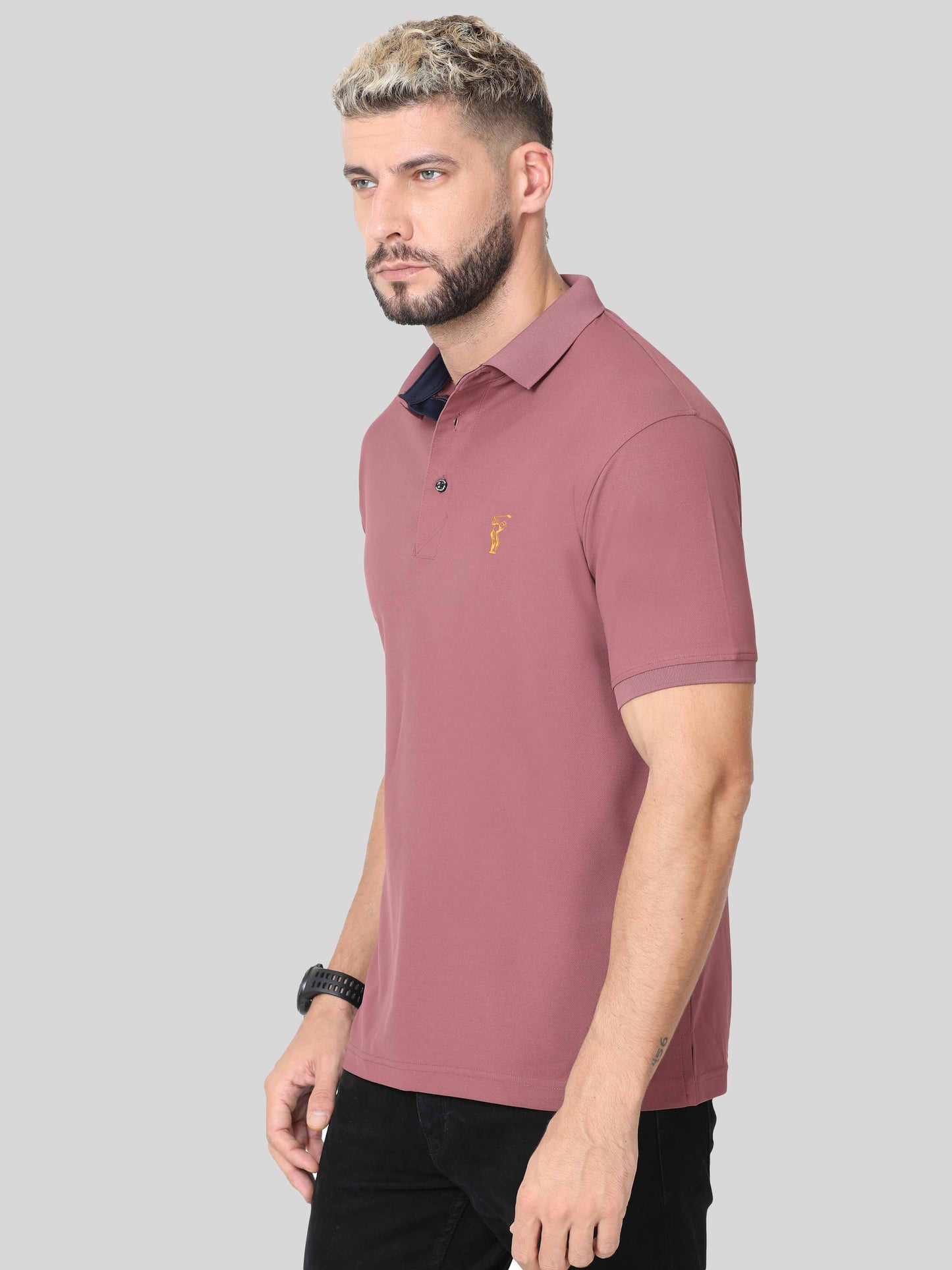 Men Mauve Premium Golf Polo T-Shirt | Quick Dry | Stretchable | UV Protected | Wrinkle & Odour-Free