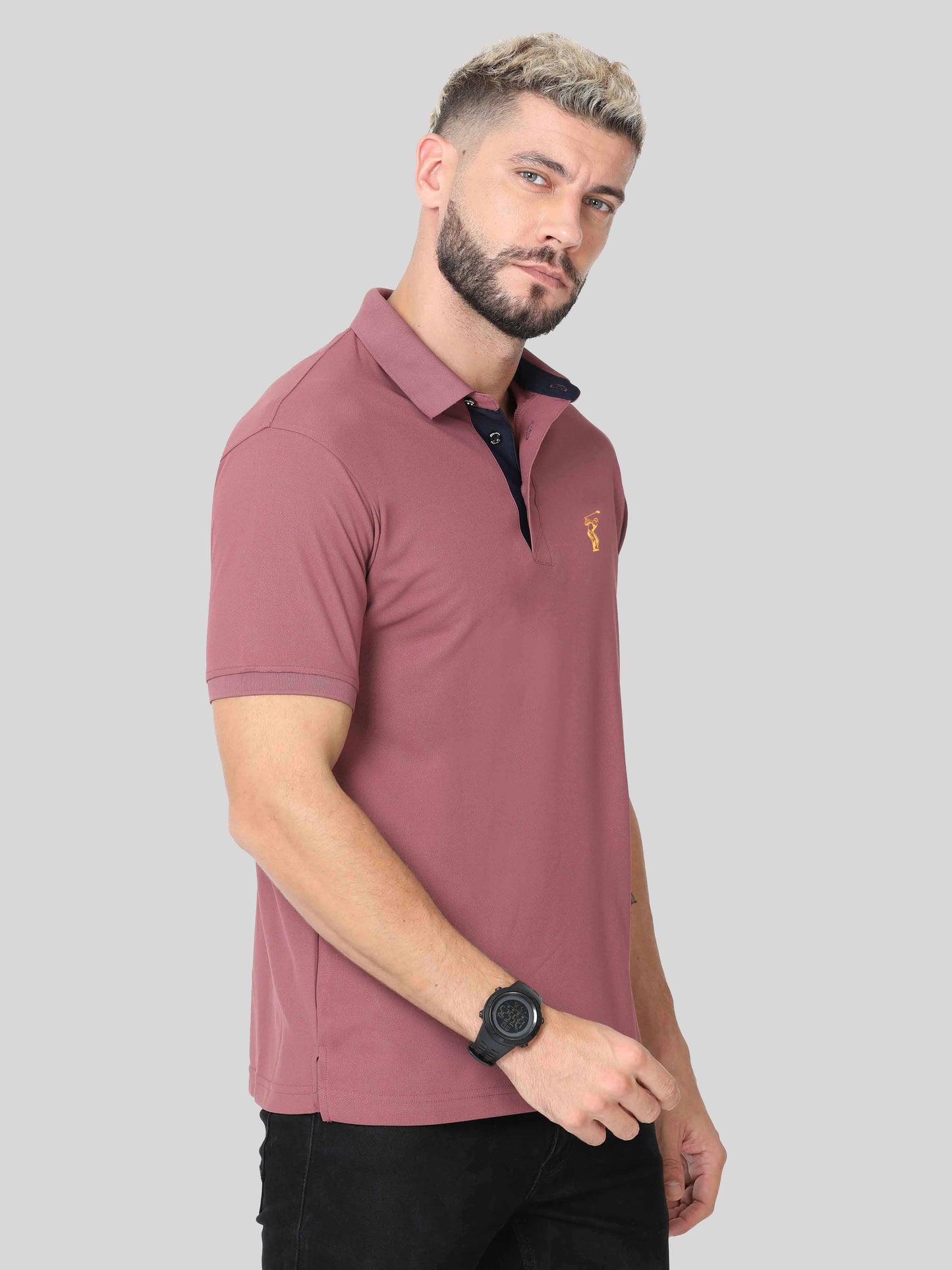Men Mauve Premium Golf Polo T-Shirt | Quick Dry | Stretchable | UV Protected | Wrinkle & Odour-Free