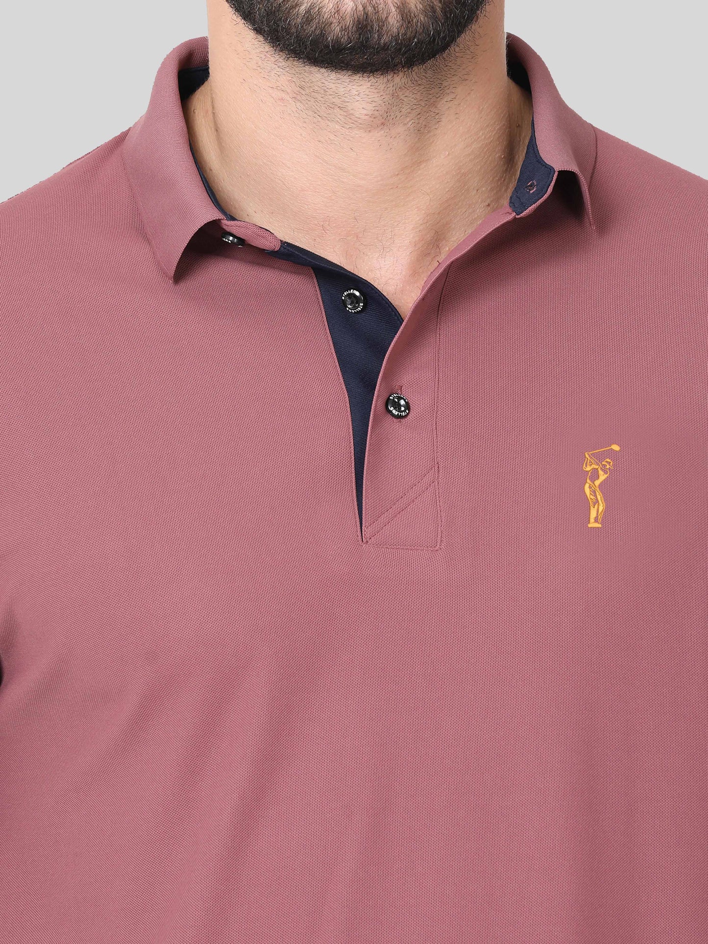 Men Mauve Premium Golf Polo T-Shirt | Quick Dry | Stretchable | UV Protected | Wrinkle & Odour-Free