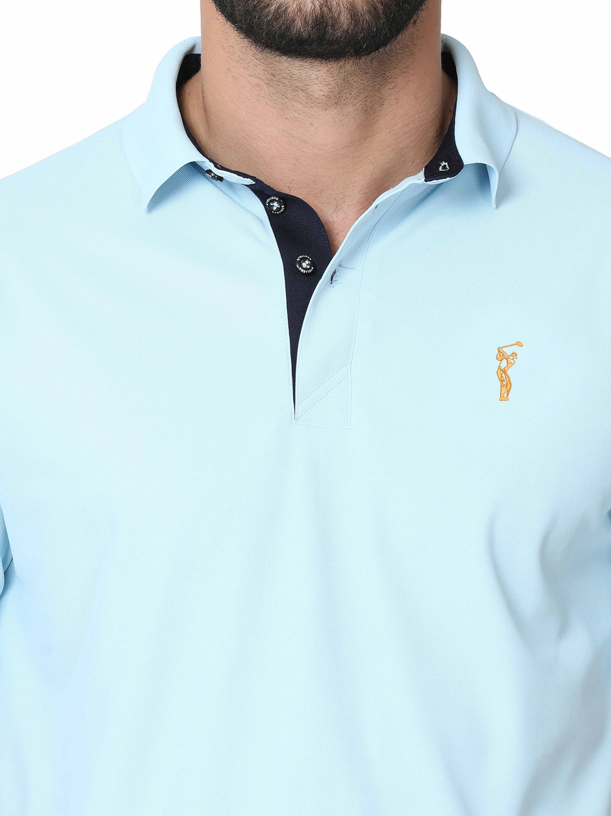 Ice Blue Polo T Shirt for Men